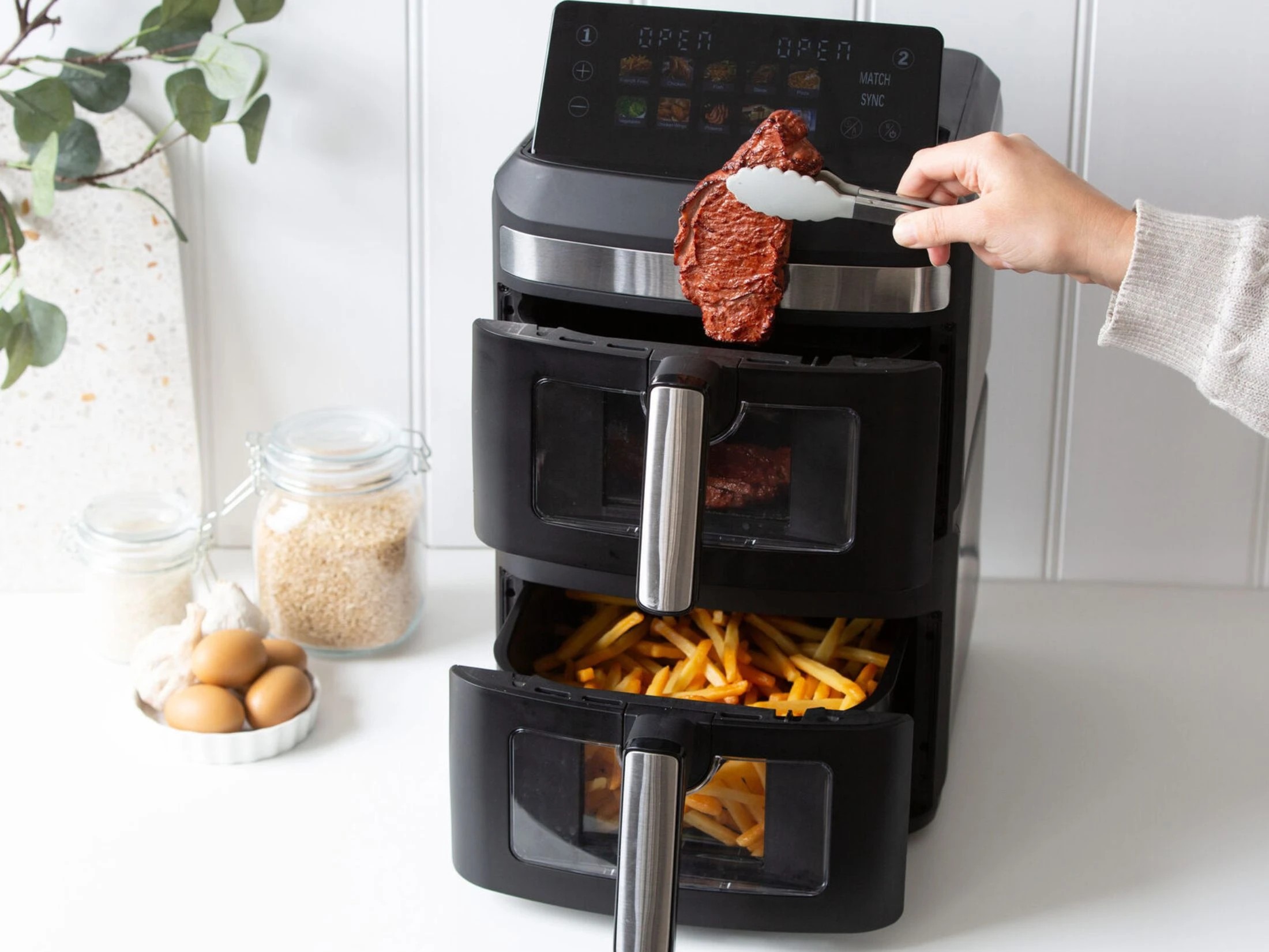 2 Healthy Choice 13L Dual Zone 2300W Double Stack Air Fryer with Foldable Top Display, 2 of 6