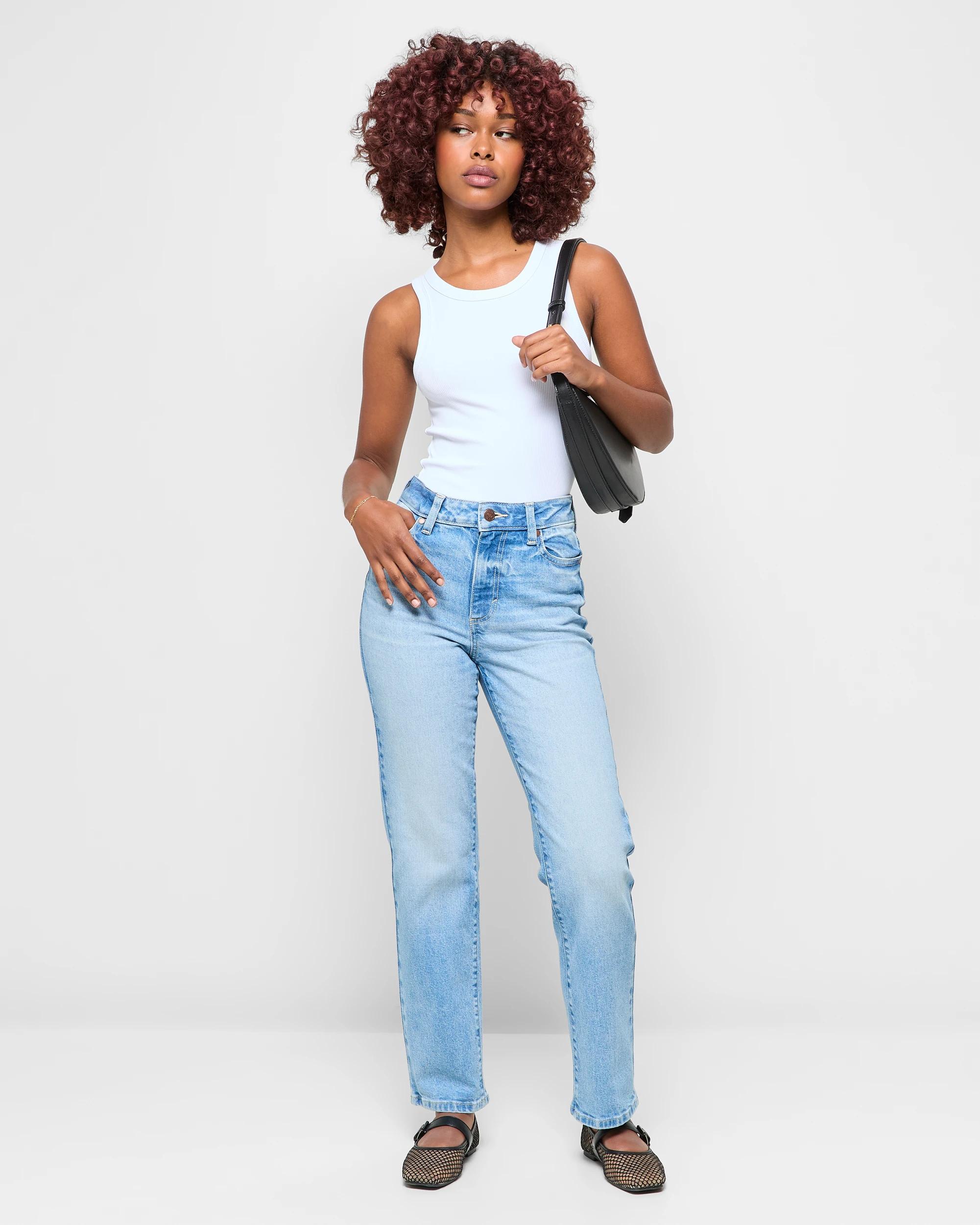 1 Target Petites Full Length Straight Cut Denim Jeans - Bella OLD SCHOOL BLUE, 1 of 5