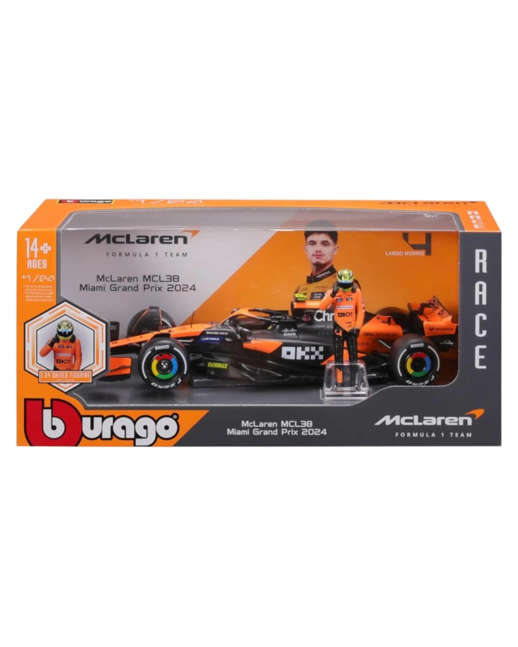 1 Bburago Formula Racing 1:24 2024 F1 McLaren MCL 38 #4 Lando Norris, 1 of 10