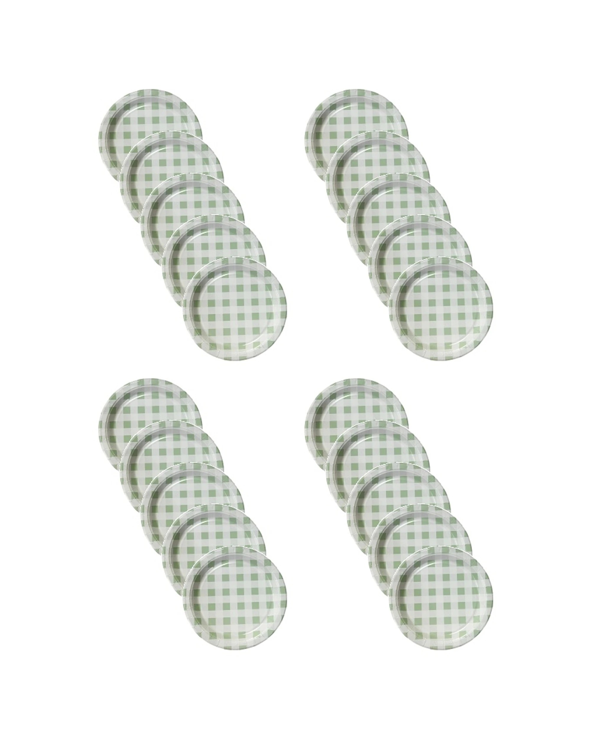 1 Party Maker 20pc Gingham Disposable Paper Plates Tableware 26cm - Green, 1 of 2