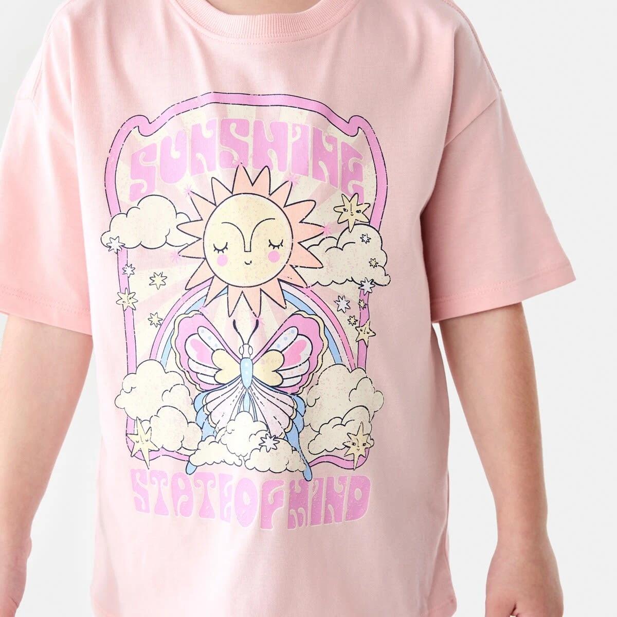 4 Short Sleeve Oversized Print T-shirt SUNSHINE STATE OF MIND PEACH, 4 of 6