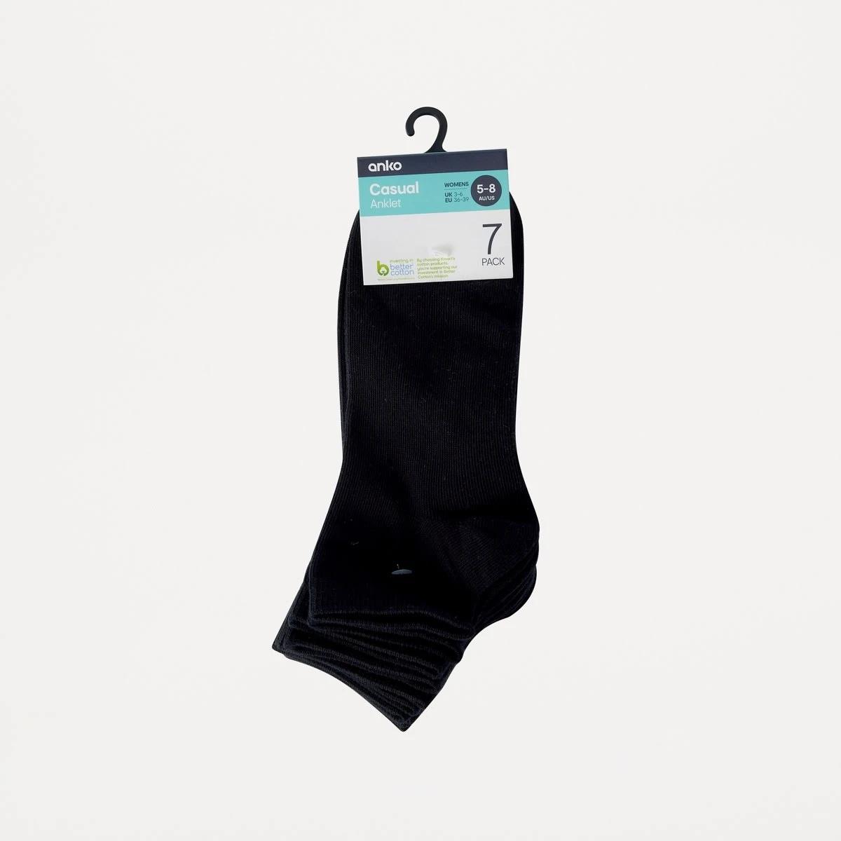 3 7 Pack Plain Anklets Black, 3 of 3