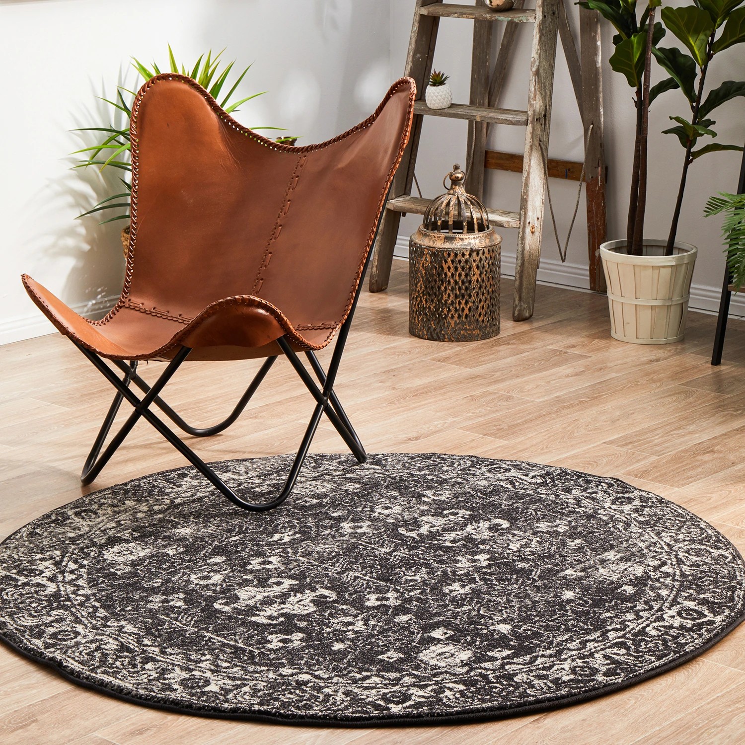 1 Common Ground Rugs Encore 252 200x200cm Round - Medium Pet Friendly Rug - Charcoal, 1 of 8