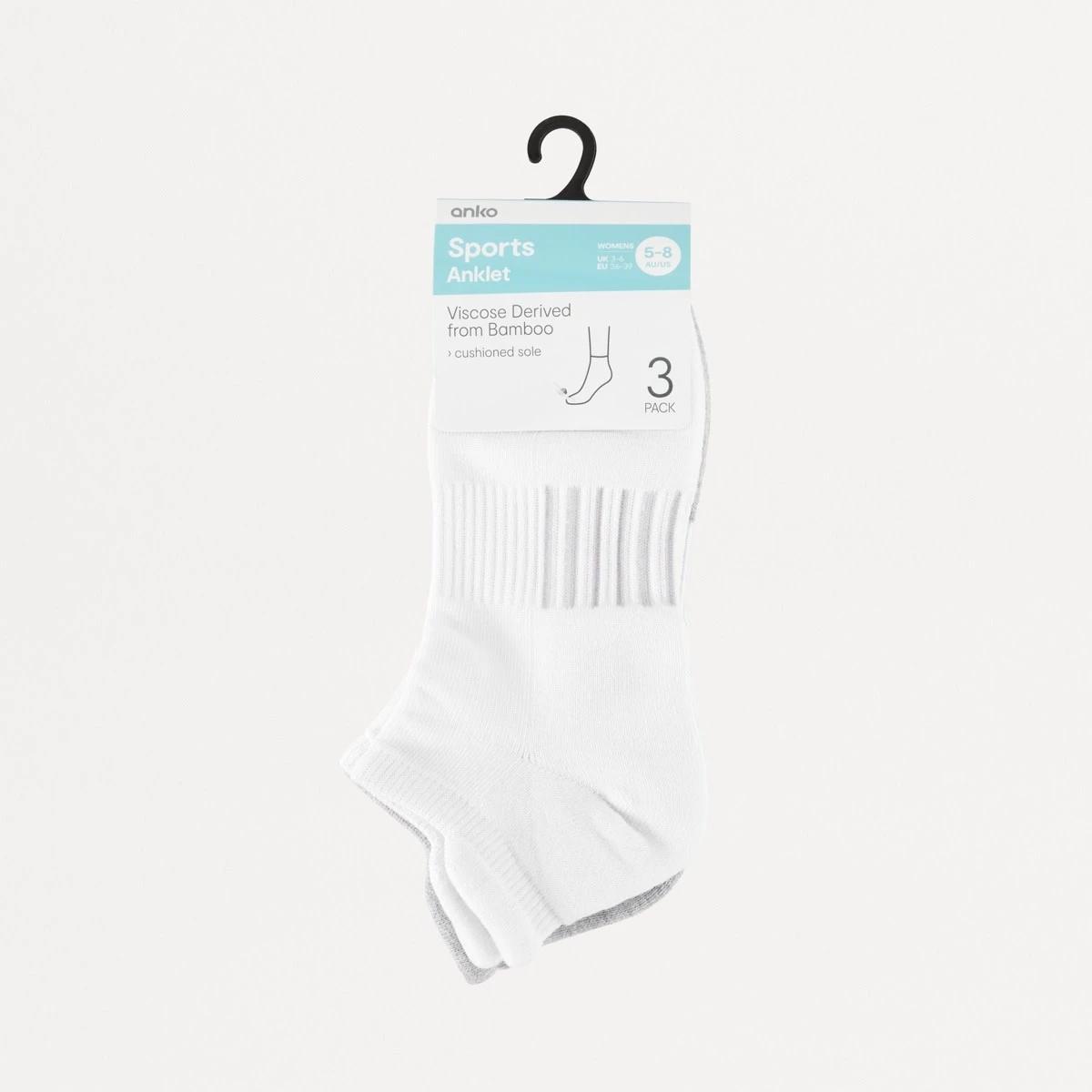 3 3 Pack Active Bamboo Low Cut Socks WHITE, SILVER MARLE, WHITE, 3 of 3