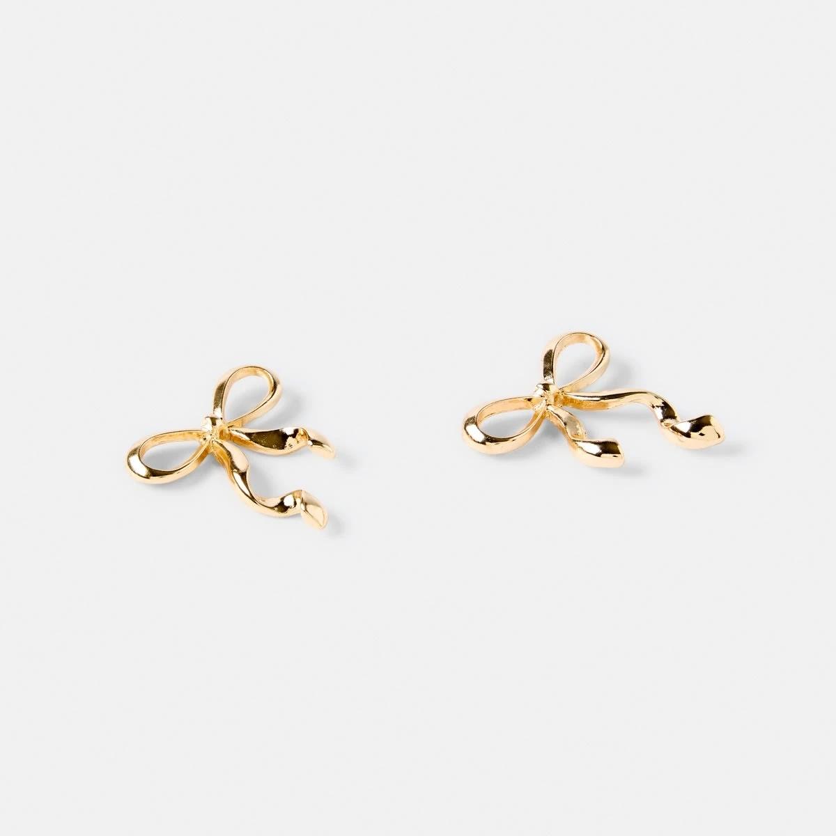 2 Bow Stud Earrings - Gold Tone Gold, 2 of 5