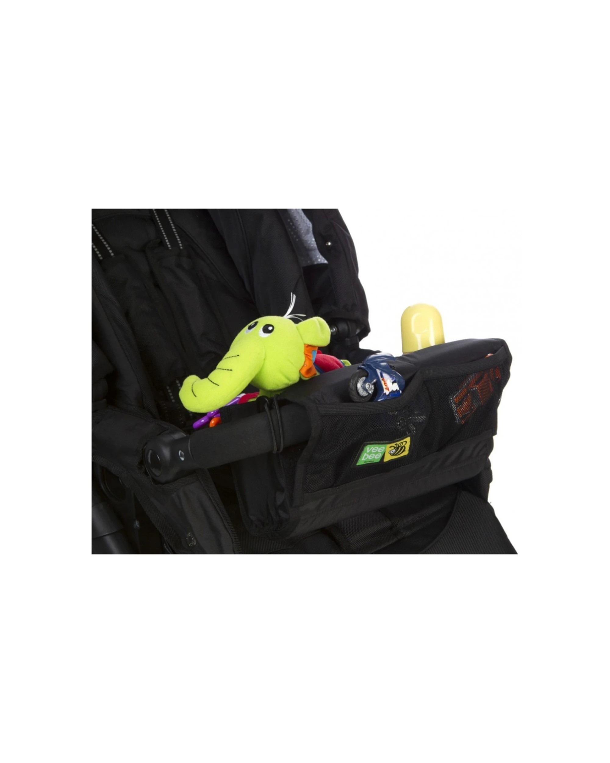 3 VeeBee Universal Stroller Pram Pocket Pouch With 3 Mesh Compartments - Black, 3 of 5