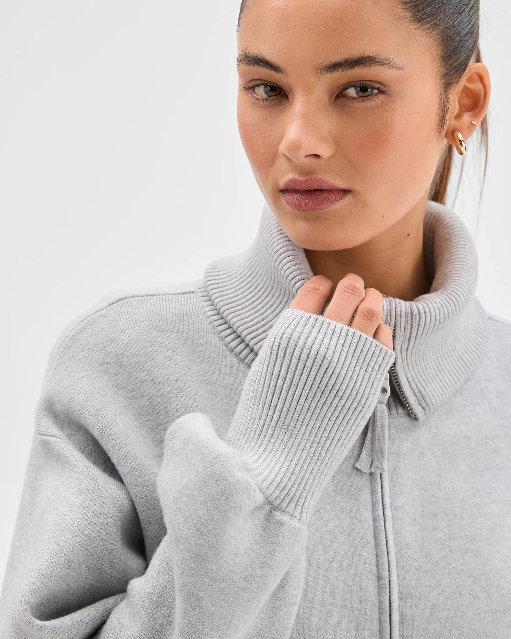 7 Lily Loves Long Cocoon Sleeve Zip Through Cardigan GREY, 7 of 8
