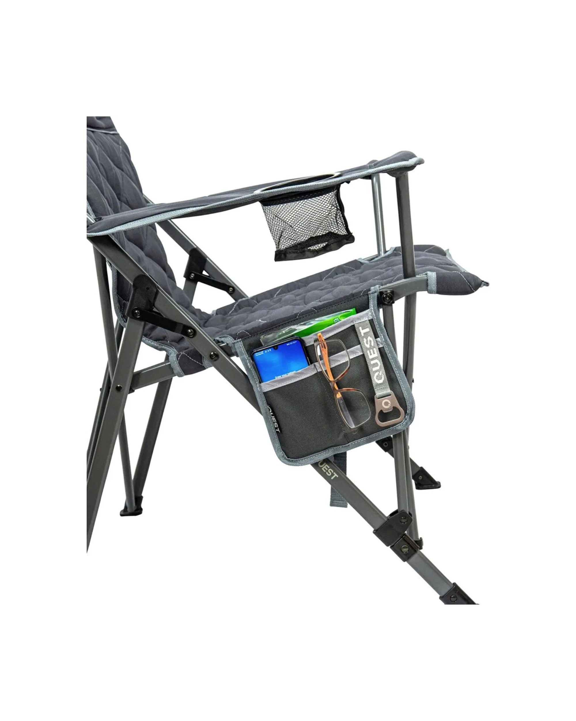 5 Quest Stowaway Camp Chair Steel With Armrests 180kg Capacity Padded - Grey, 5 of 8