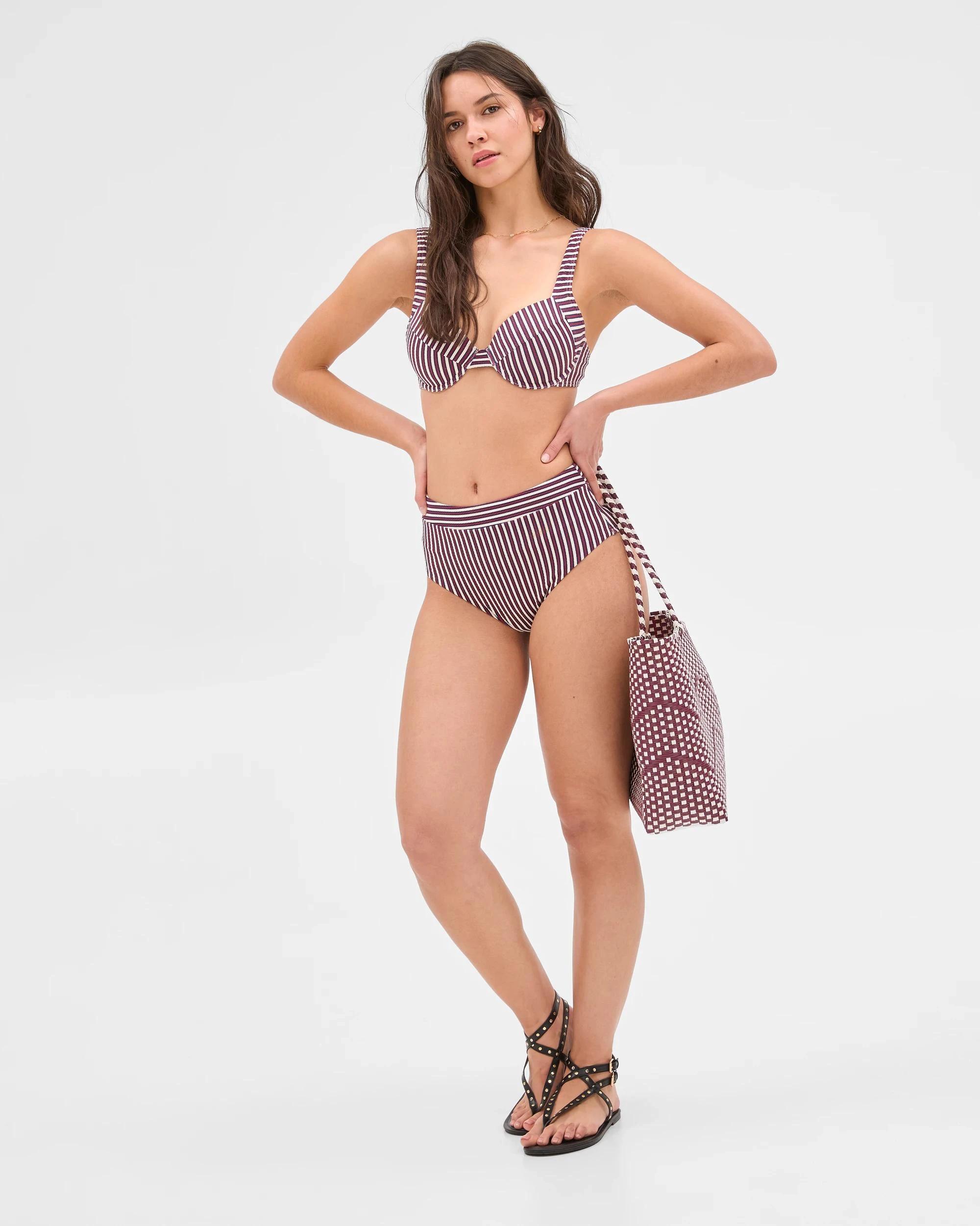 2 Target Balconette Honeycomb Underwire Bikini Top - Shape Your Body NAVY/RED STRIPE, 2 of 10