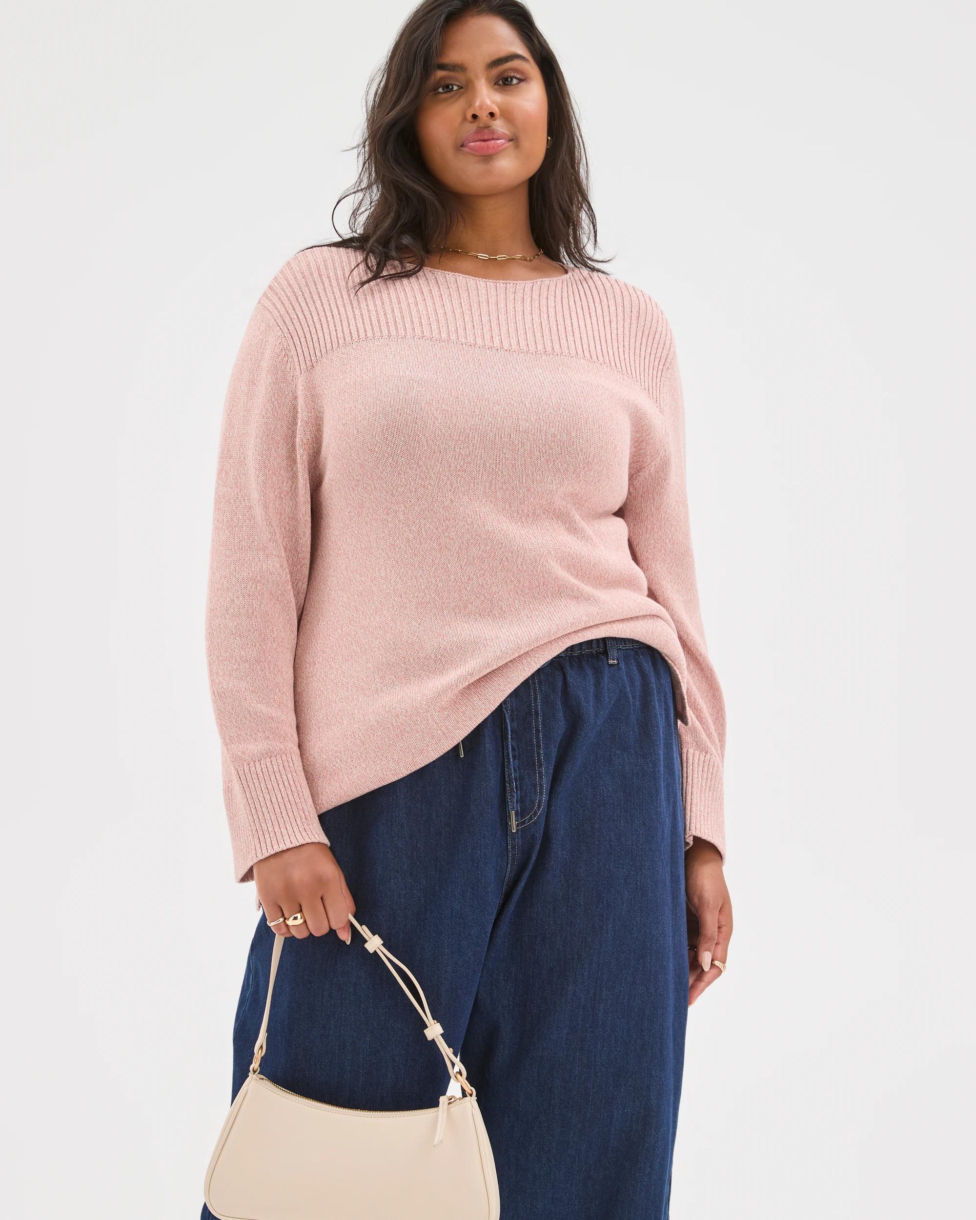 1 Target Curve Plus Size Australian Cotton Blend Ottoman Twist Jumper SOFT BLUSH TWIST, 1 of 7