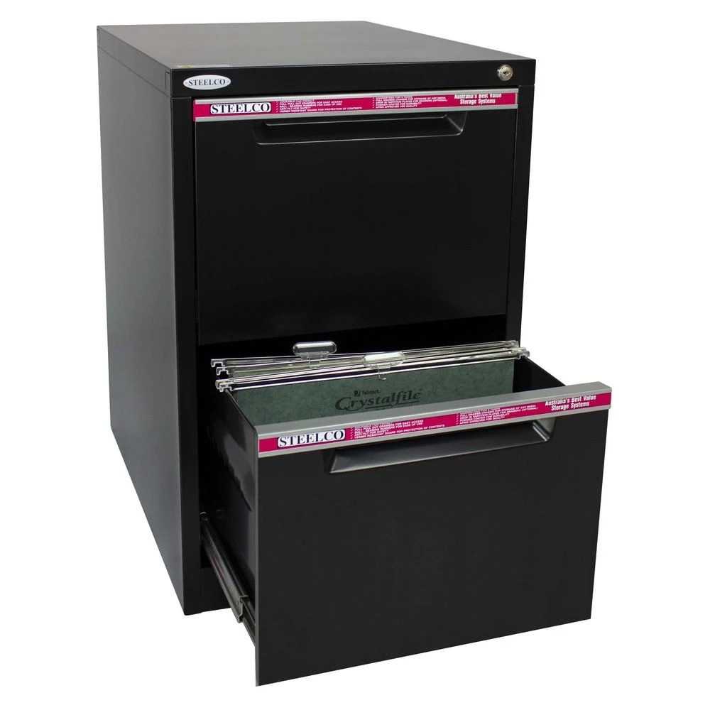 5 Steelco 2 Drawer Vertical Filing Cabinet Satin Black Cabinets Filing Drawer Cabinets, 5 of 5