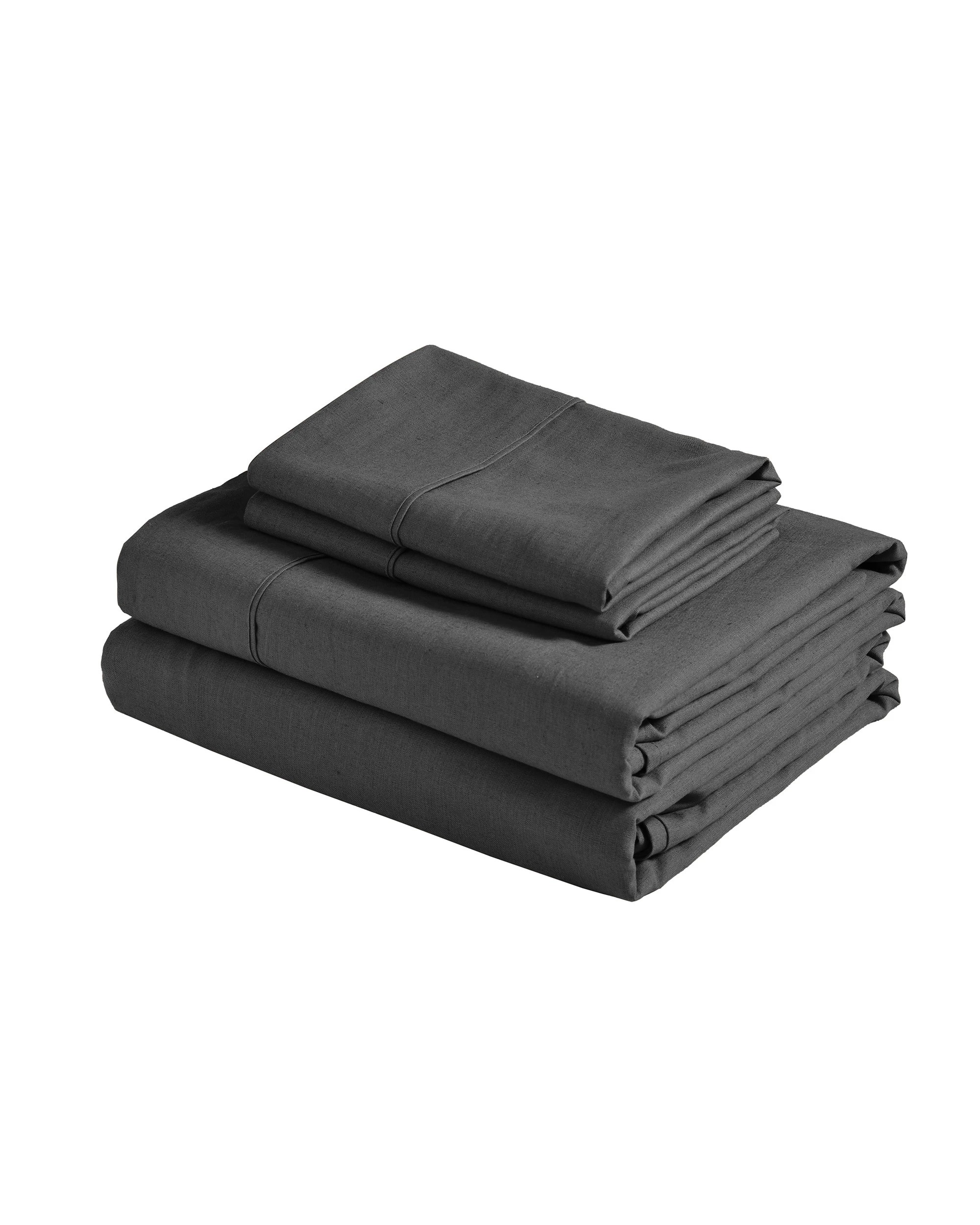 4 Dreamaker Linen Cotton Sheet Set - Super King Bed - Charcoal, 4 of 6