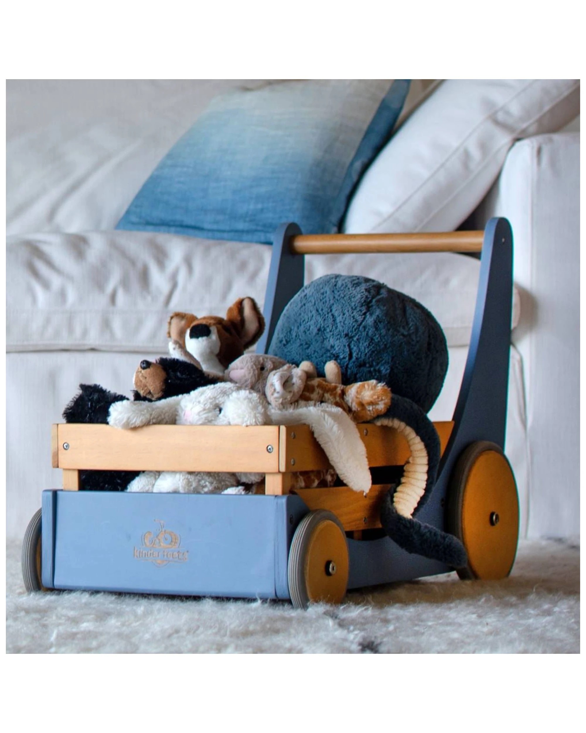 4 Kinderfeets Wooden 62cm Cargo Walker Slate Baby Toddler 12 Months Plus
 - Blue, 4 of 7