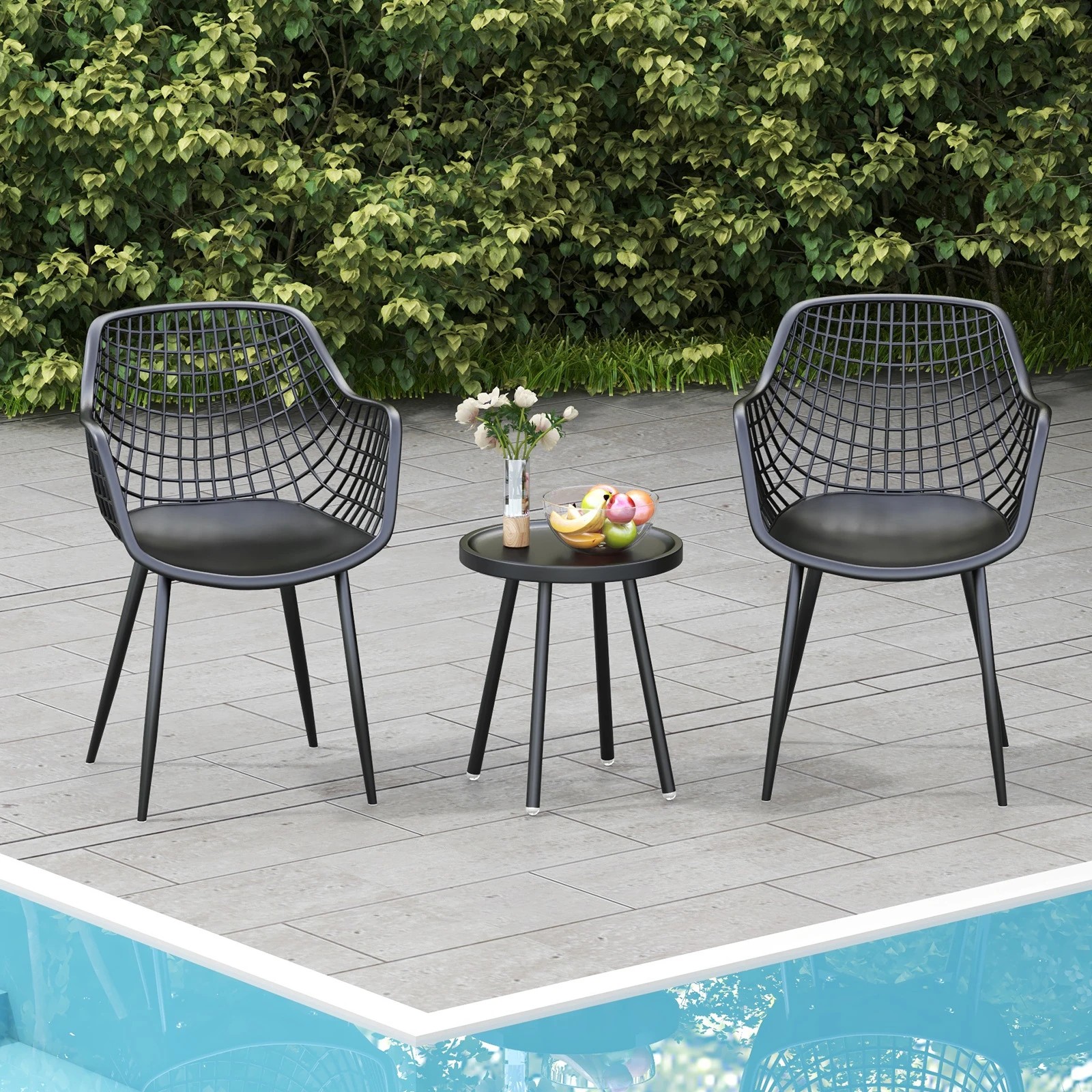 Costway 3PCS Patio Chair Set Bistro Chairs & Side Table Set Indoor ...