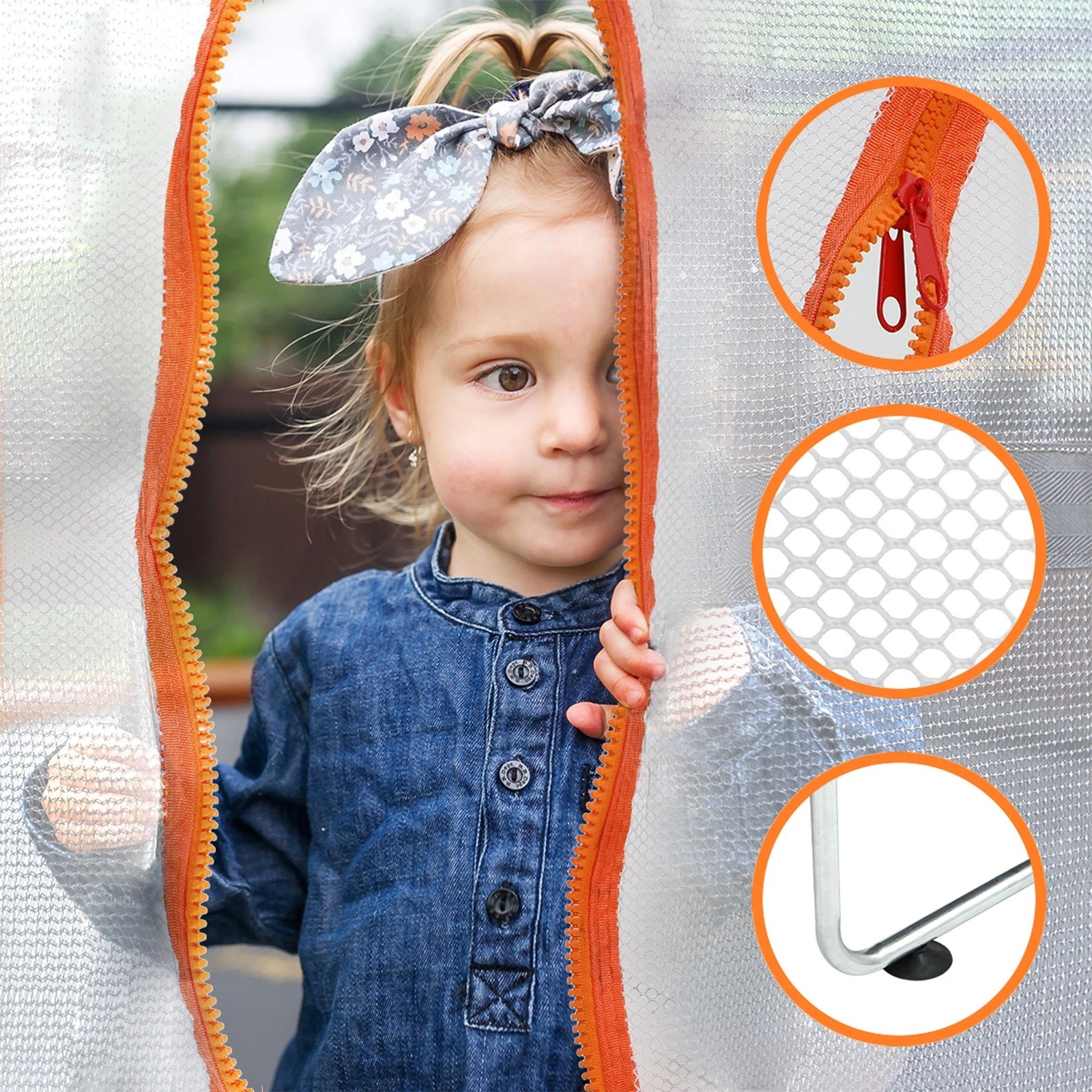 6 Mazam 60" Kids Trampoline Enclosure Safety Net Rebounder Round W/ Bar &rings
 - Multi, 6 of 10