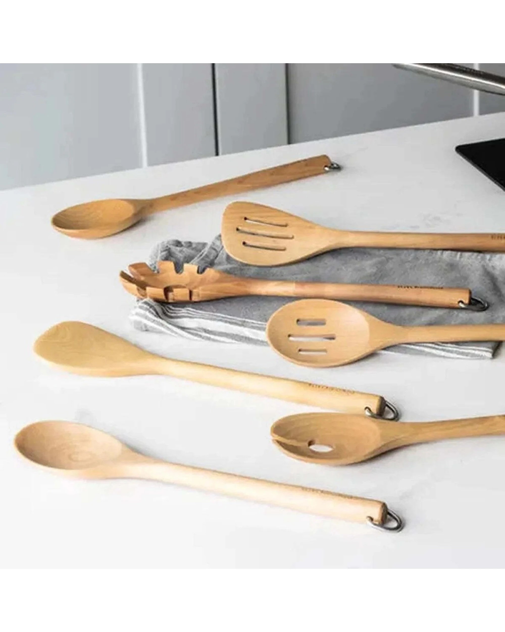 5 KitchenAid Birch Wood Past Fork Cooking Utensil With Hanging Loop - Brown, 5 of 5