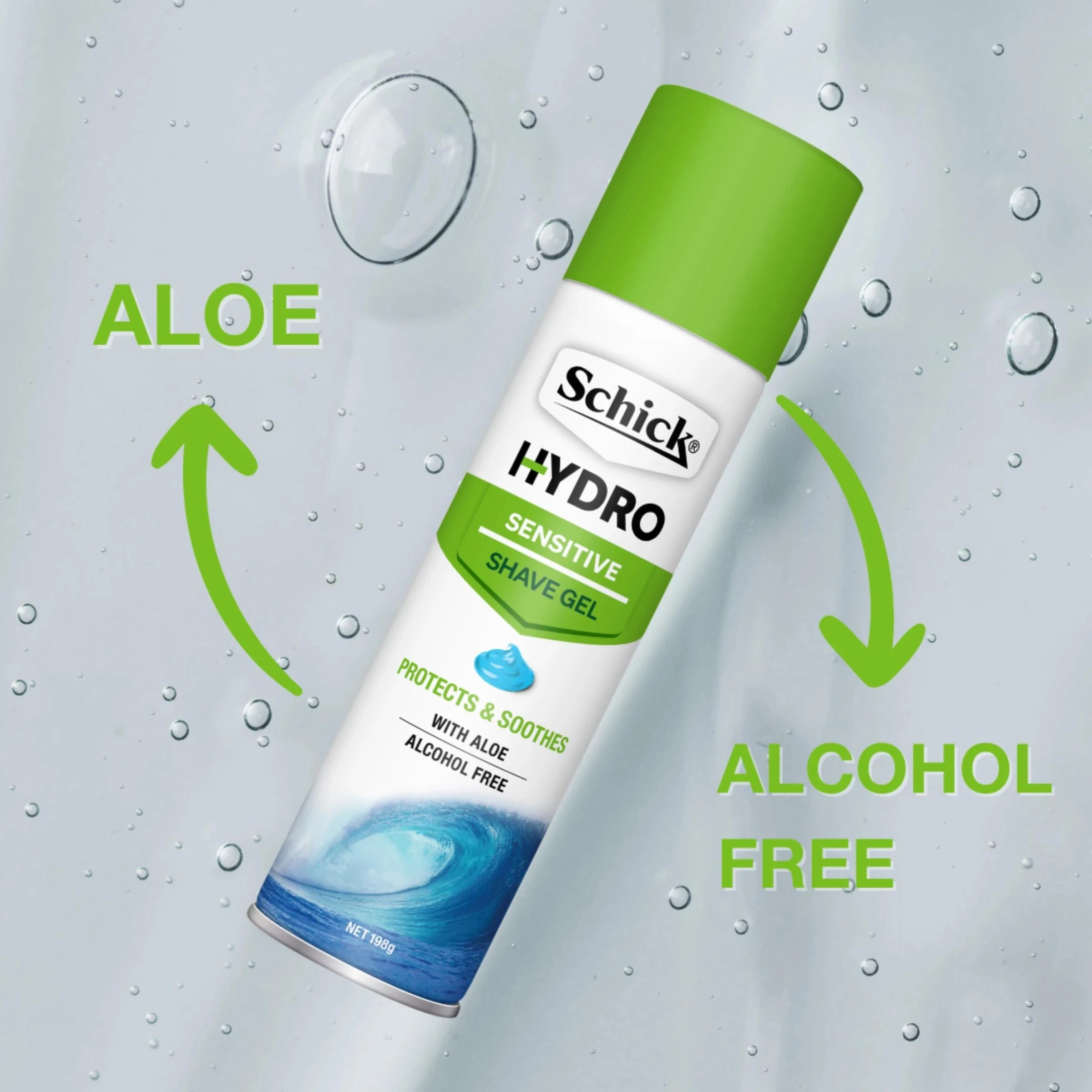 3 Schick Hydro Skin Sensitive Shave Gel 198g - Green, 3 of 3