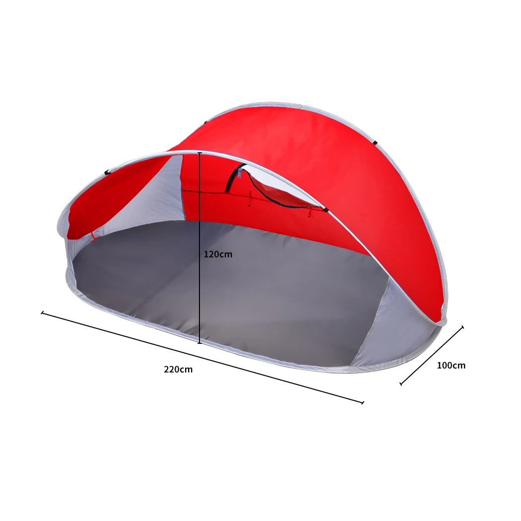 3 Mountview 4 Person Family Size Pop Up Camping Tent Beach Shelter In Colour - Red, 3 of 9