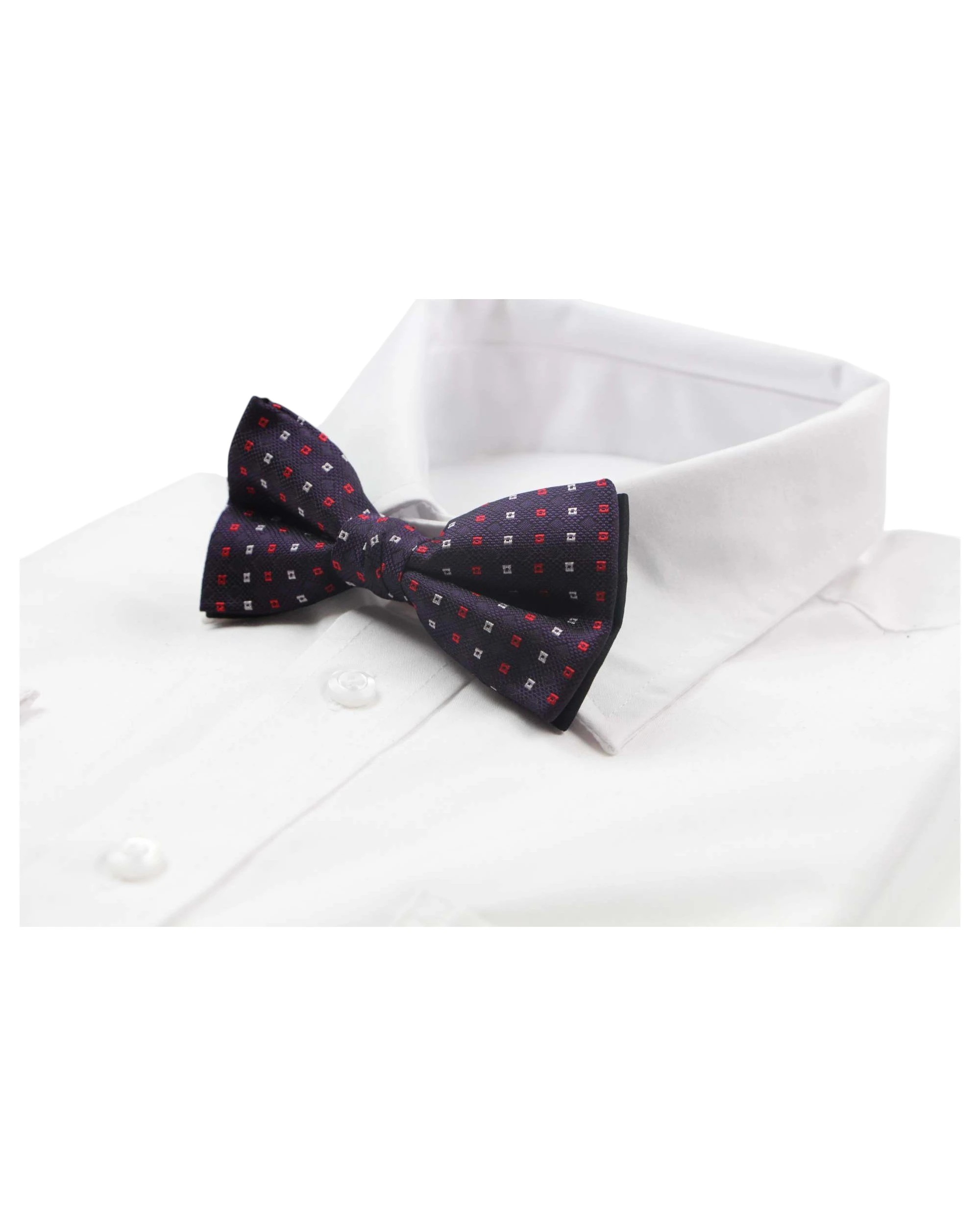 1 Zasel Mens Purple & Black With Red & White Silver Squares Patterned Bow Tie - Multi, 1 of 4