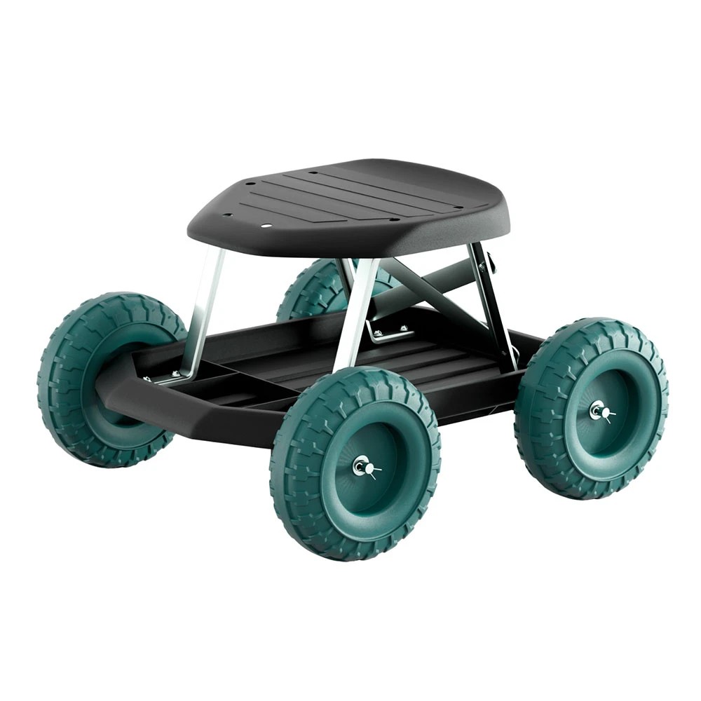 1 Gardeon Garden Cart Rolling Stool with Wheels Gardening Helper Seat Farm Yard - Black, 1 of 4