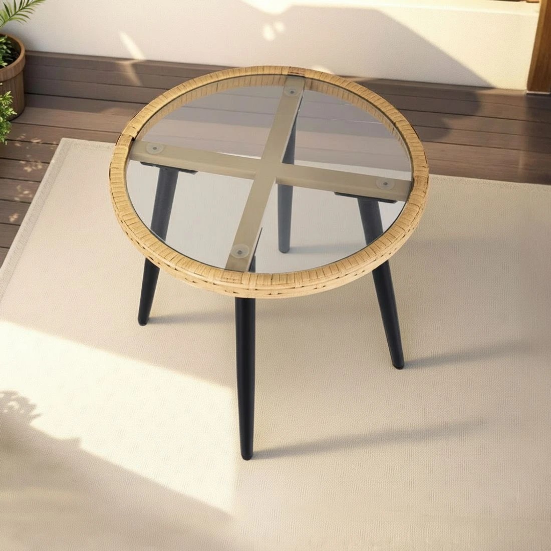 5 Gardeon 3PC Outdoor Bistro Set Patio Furniture Lounge Setting Table and Chairs Natural - Natural, 5 of 5