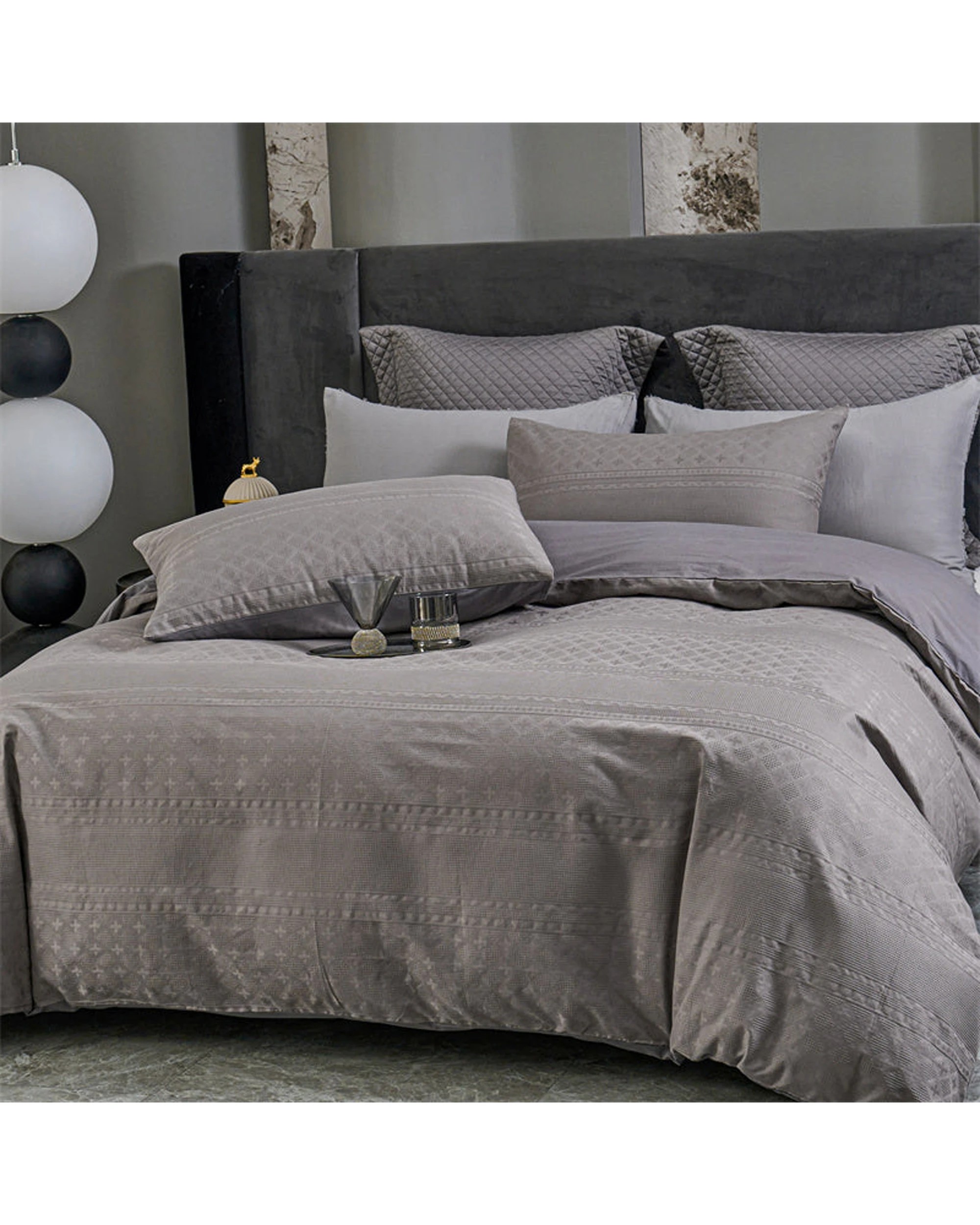 2 Cotton More Waffle Jacquard Quilt Cover Set 100% Cotton King Dark - Grey, 2 of 7