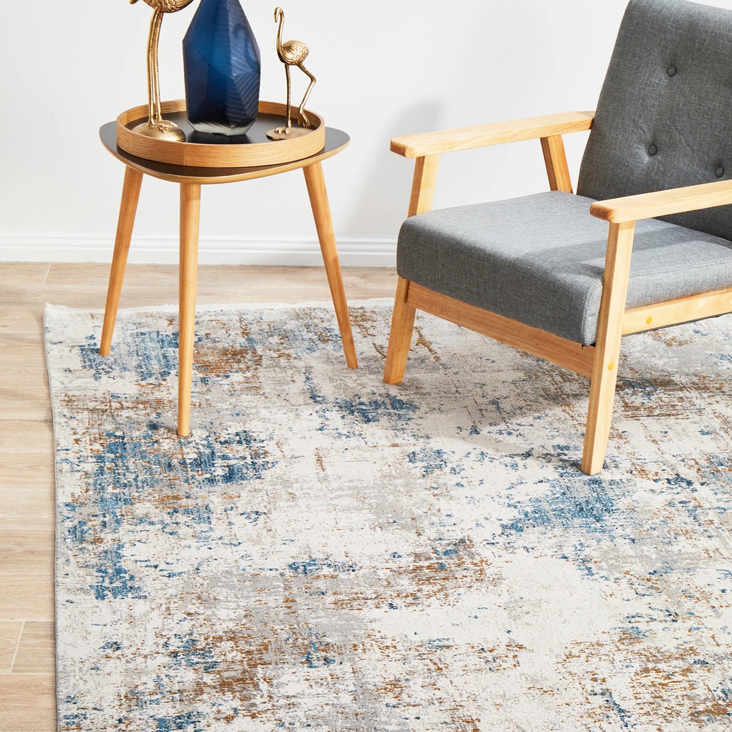 2 Common Ground Rugs Glimmers 108 290x200cm - Large Bamboo Silk Power Loomed Floor Rug - Blue, 2 of 9