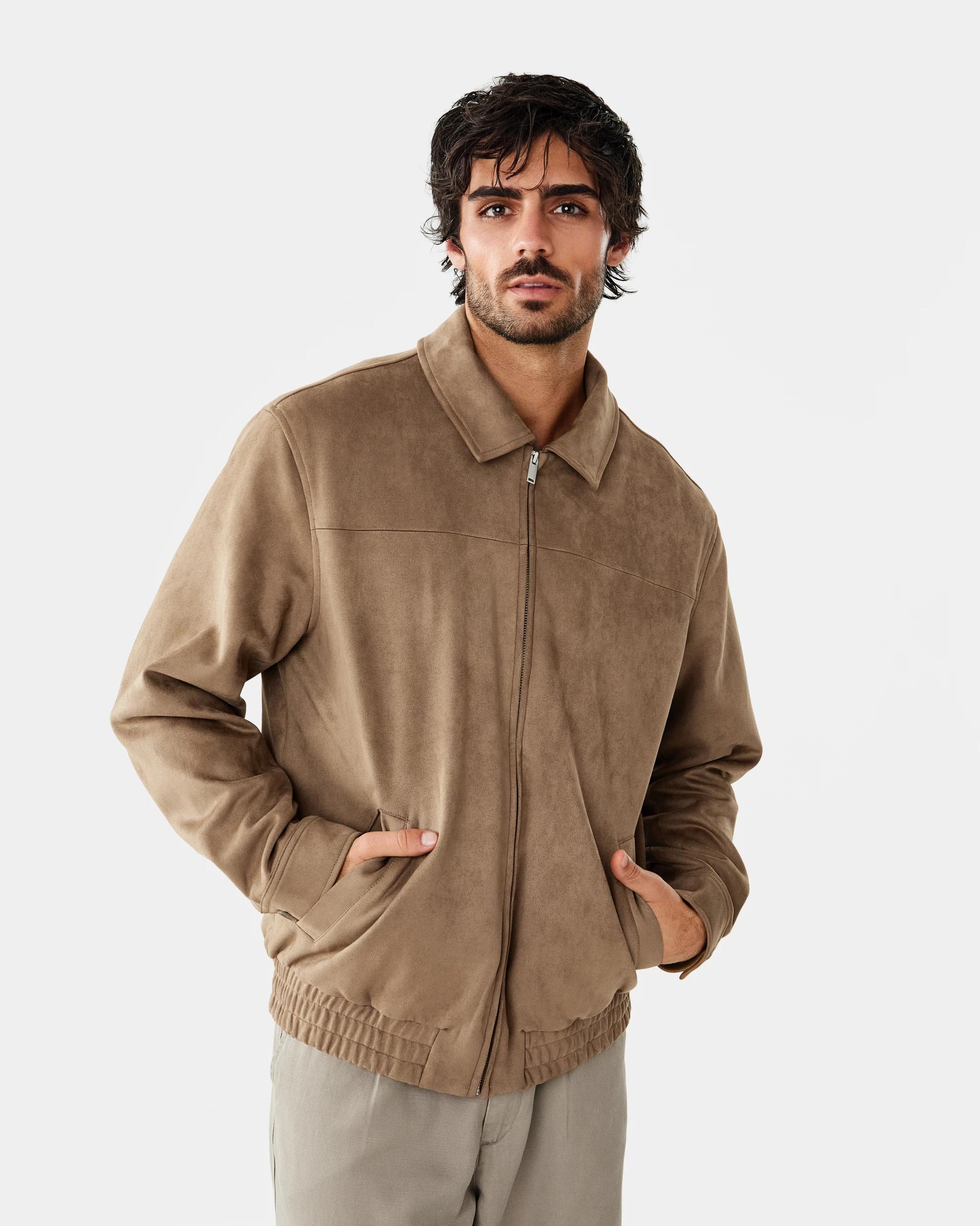 1 Suedette Bomber Jacket Brn Clay, 1 of 10