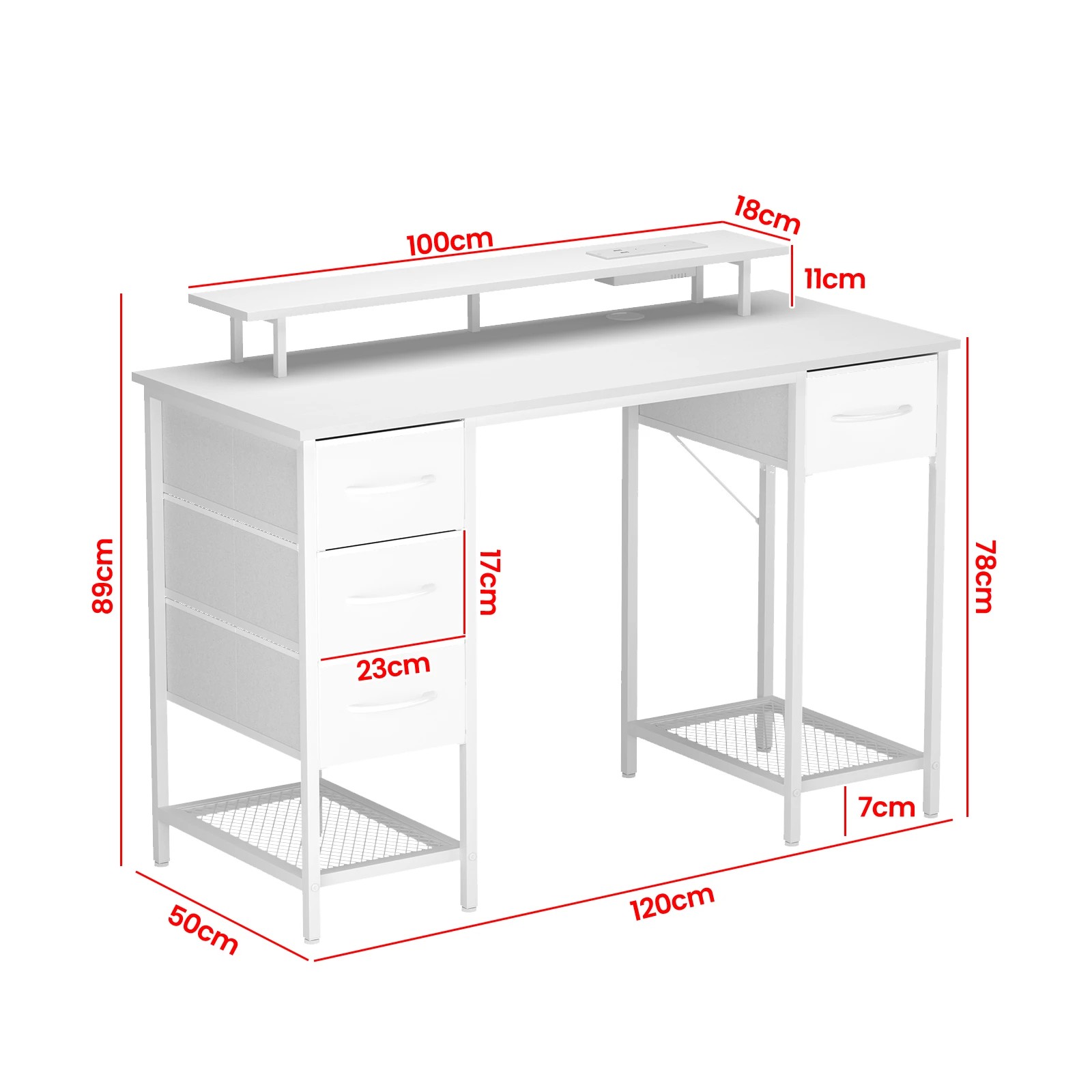 9 Advwin 120cm White Office Computer Desk With Led Lights Power Outlets, 9 of 9