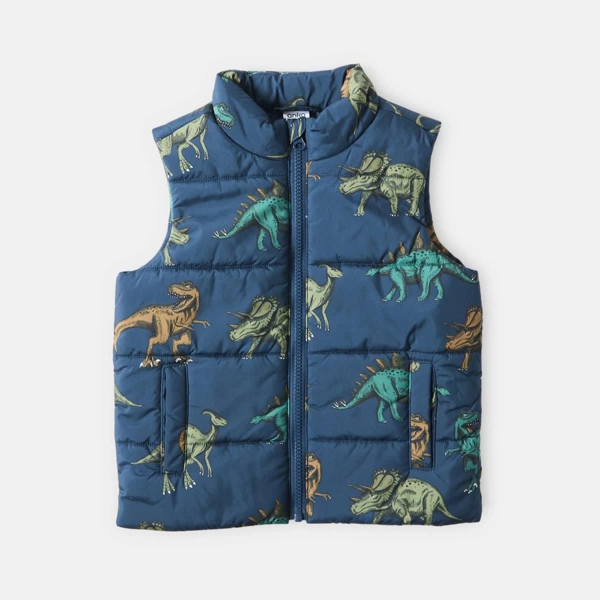 9 Printed Puffer Vest Blu Dinos, 9 of 10