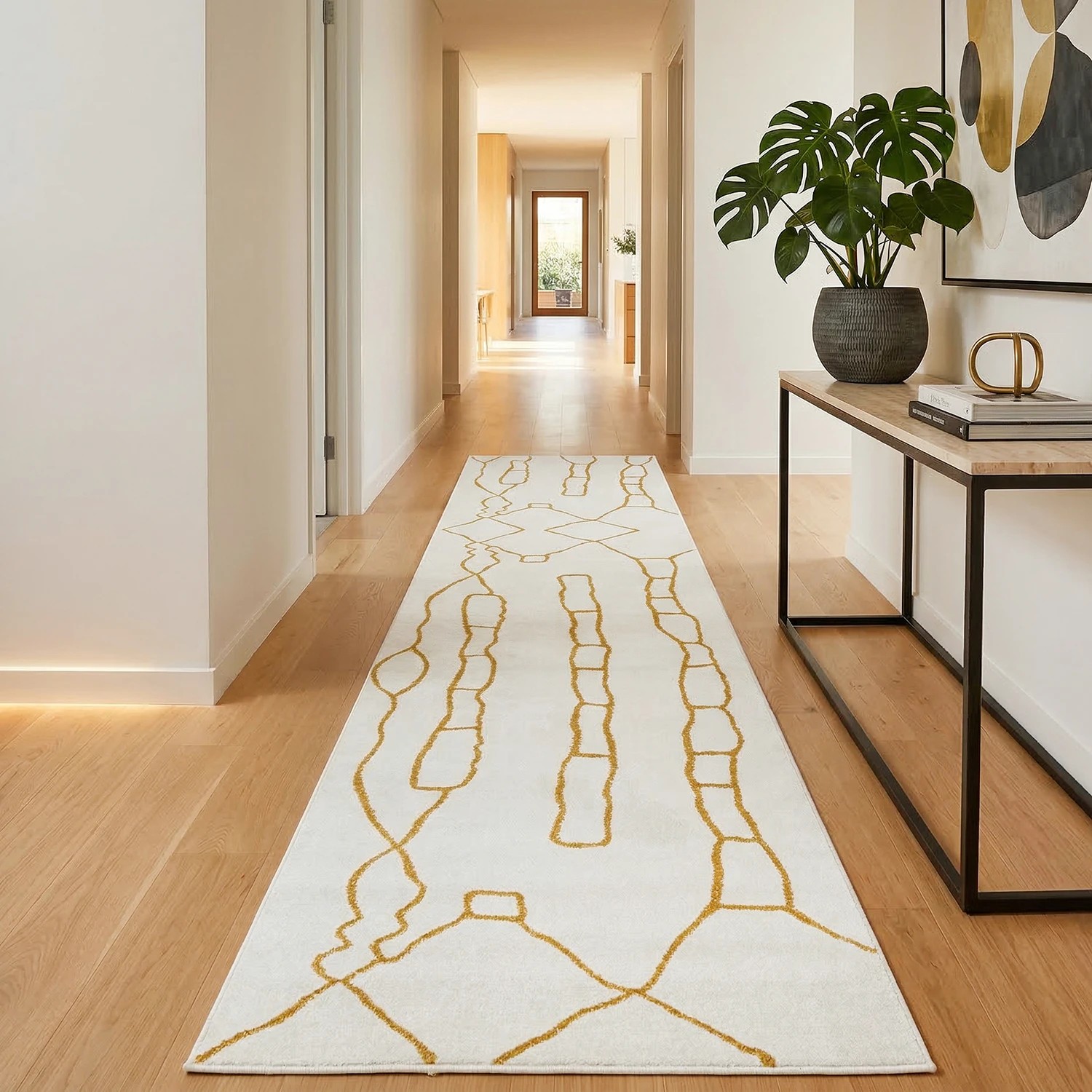 1 Common Ground Rugs Elysium Amy 500x80cm - Extra Large Runner Power Loomed Pet Friendly Rug - Natural, 1 of 5