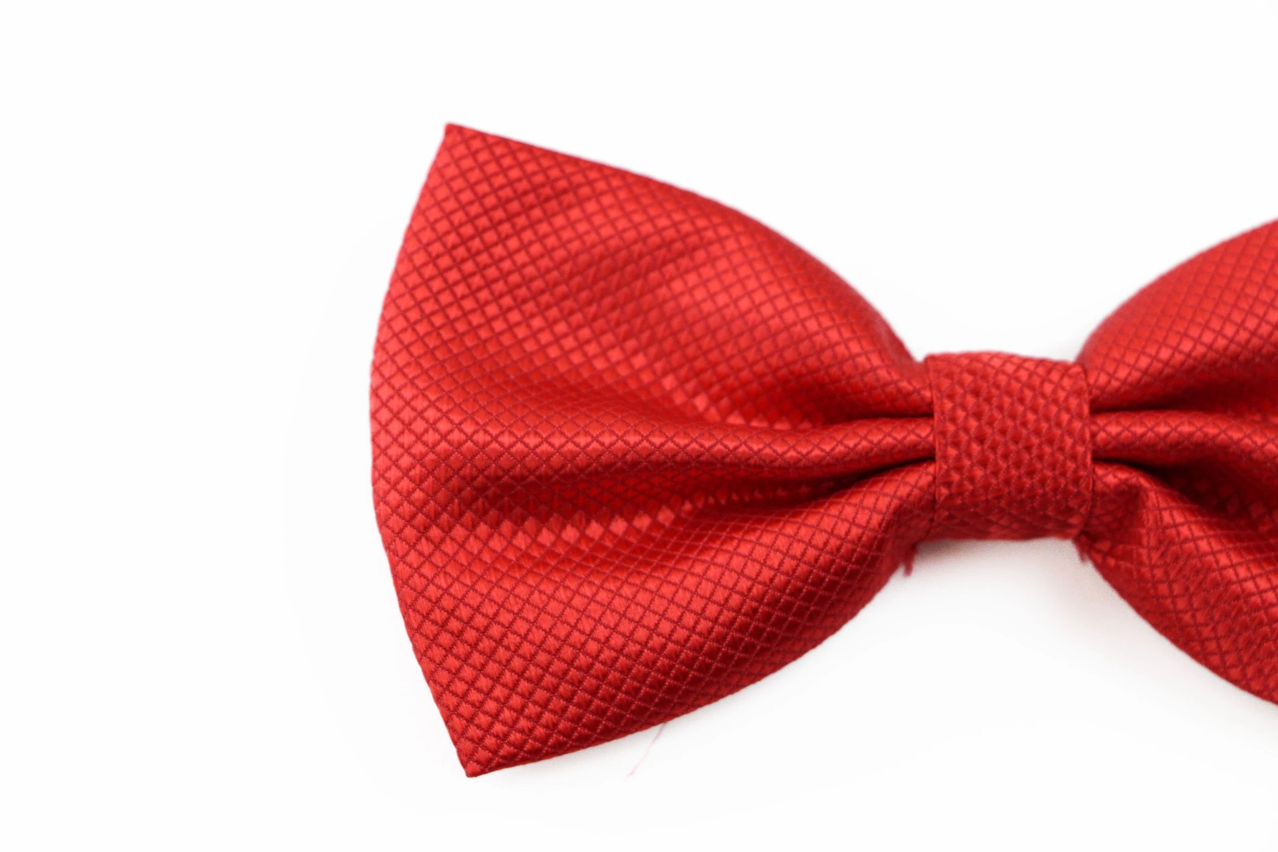 3 Zasel Mens Red Orange Plain Coloured Checkered Bow Tie - Red, 3 of 4