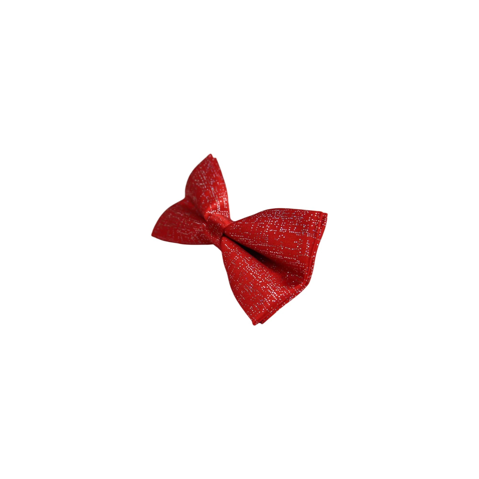 4 Zasel Mens Red Sparkly Glitter Patterned Bow Tie - Red, 4 of 4