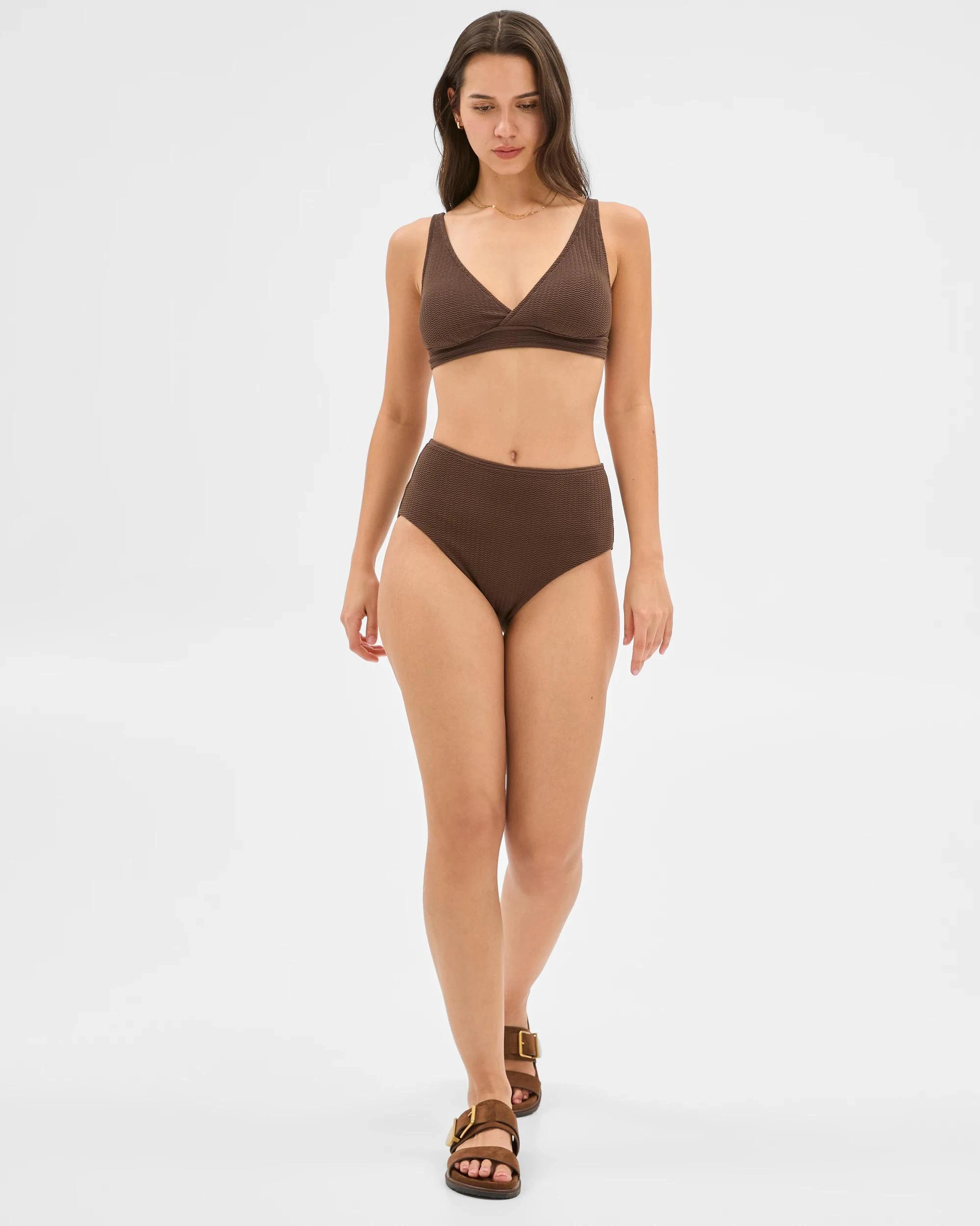 2 Target Resort Crinkle Plunge Swim Bikini Top CHOCOLATE, 2 of 7