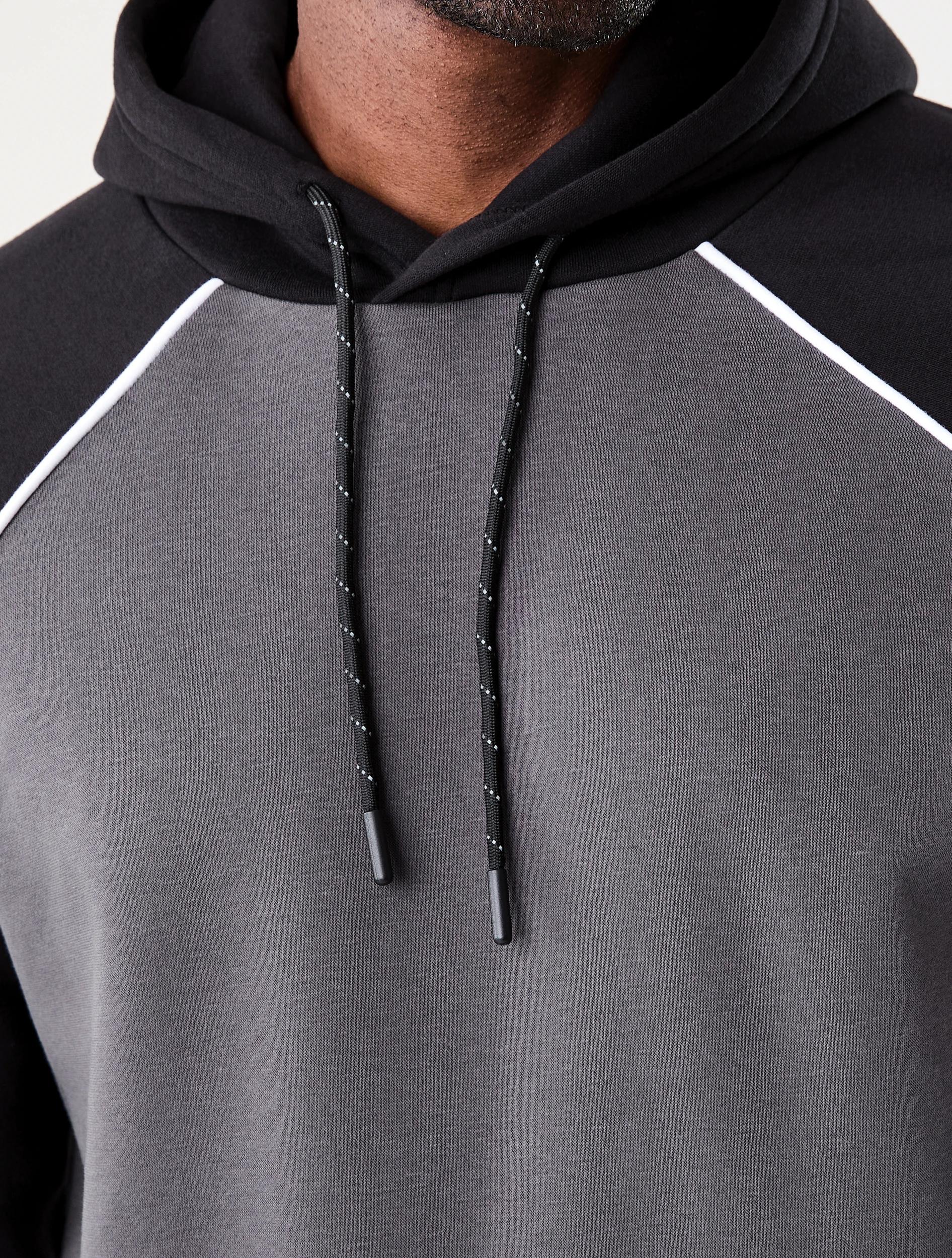 5 Active Mens Raglan Hoodie Black/grey, 5 of 6
