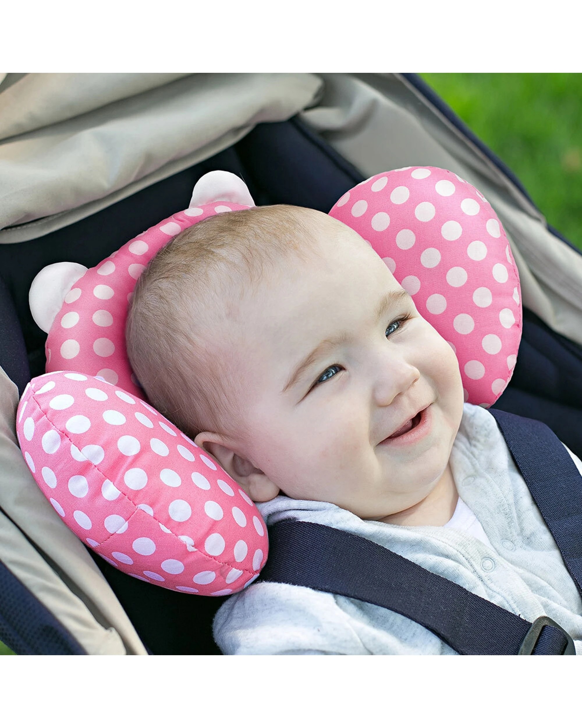 4 Benbat 2PK Bear Hug Headrest Contoured Cotton Support Kids Travel Pillow - Pink, 4 of 4