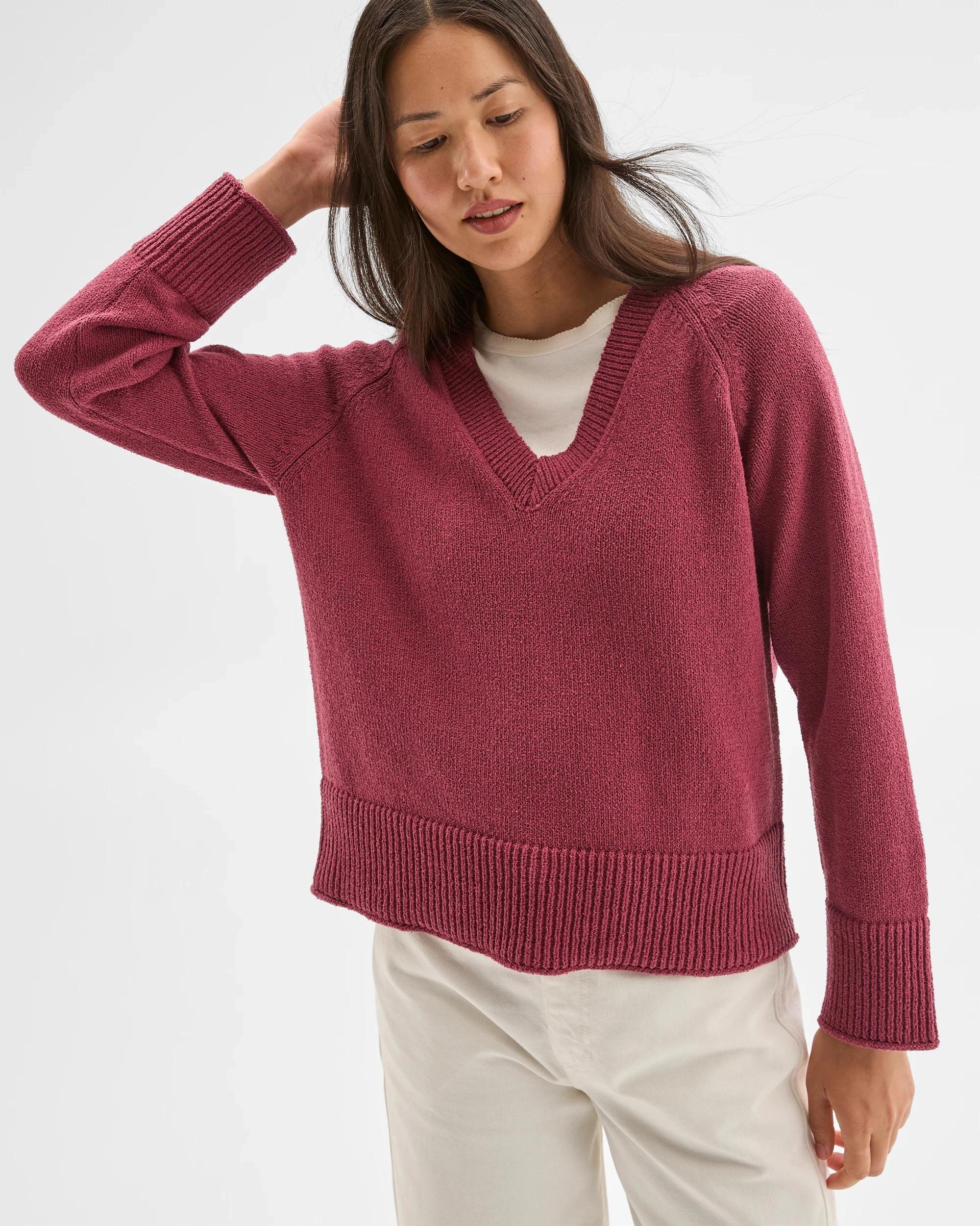 3 Target Woman Australian Cotton Blend Boucle V-Neck Sweater MULBERRY, 3 of 5