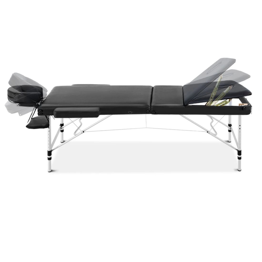 3 Zenses Massage Table 60cm Portable 3 Fold Aluminium Beauty Bed - Black, 3 of 8