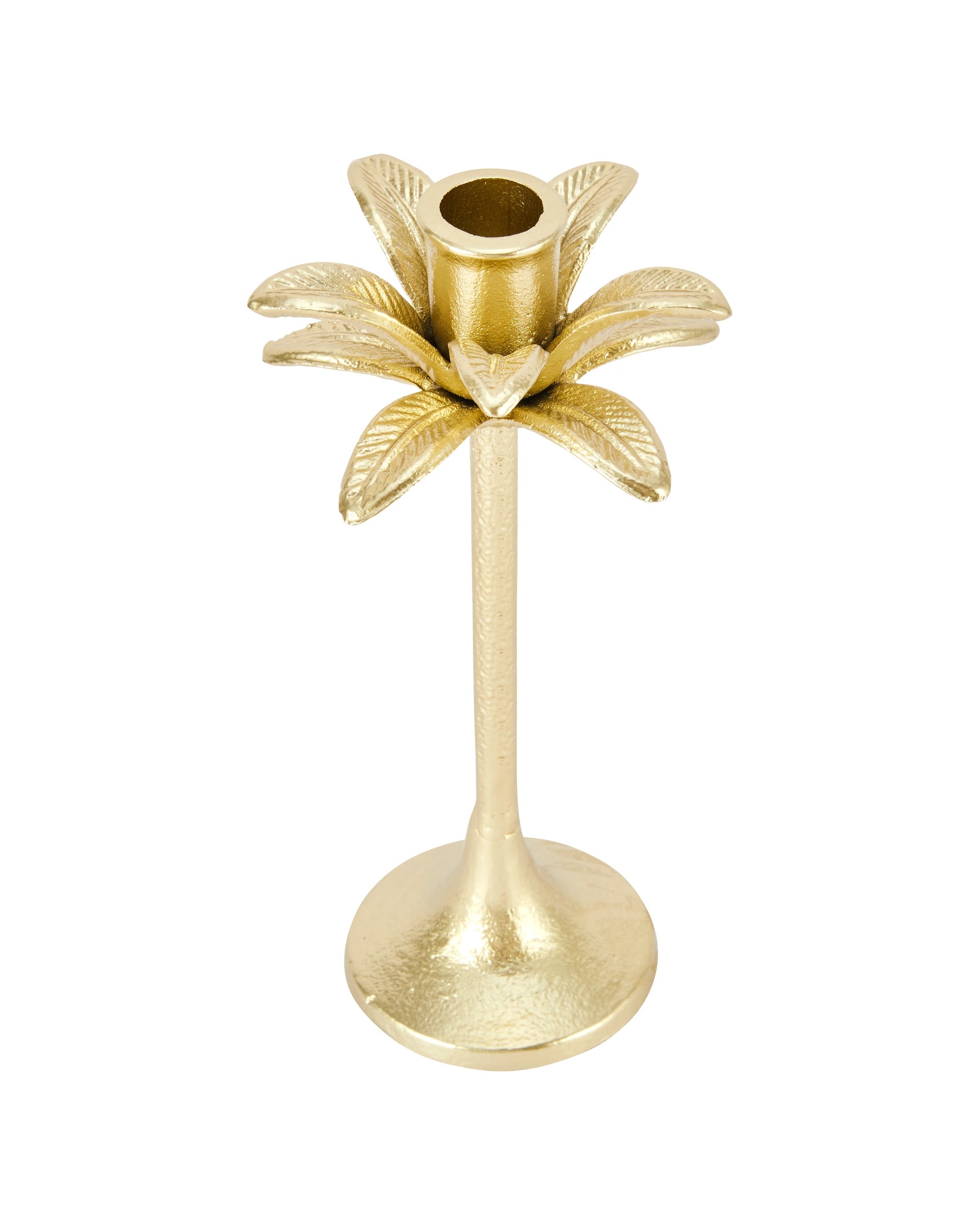 2 Brass Look Palm Taper Candle Holder, 2 of 5