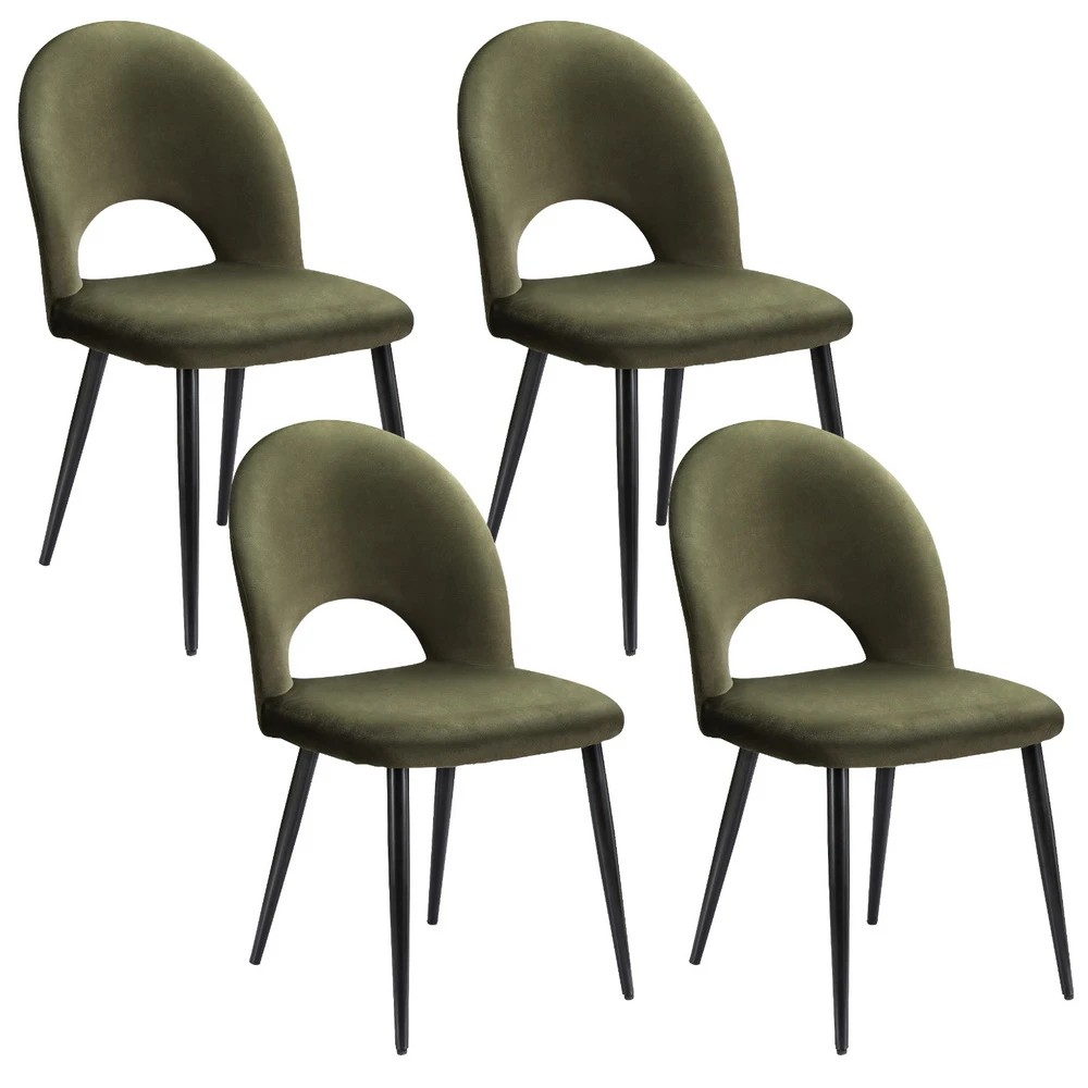 1 Artiss Dining Chairs Set of 4 Velvet Hollow Green - Green, 1 of 6