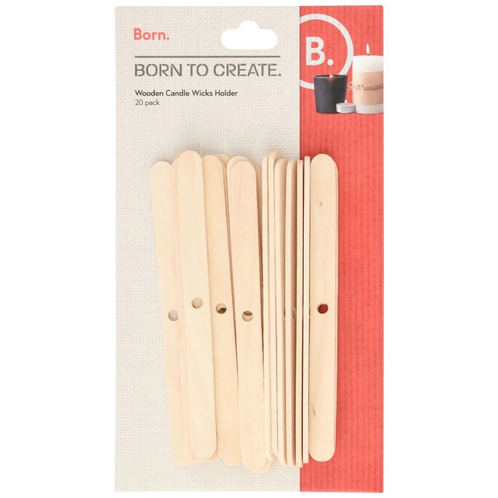 1 Born Wooden Candle Wick Holders 120mm 20 Pack, 1 of 2