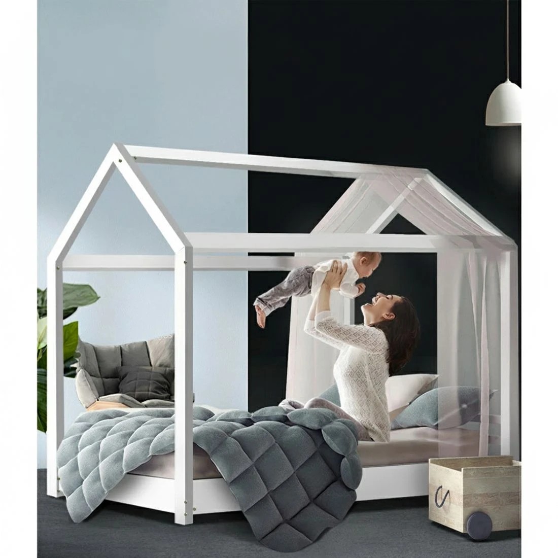 6 Artiss Bed Frame Wooden Kids House Frame  CASA - Multi, 6 of 8