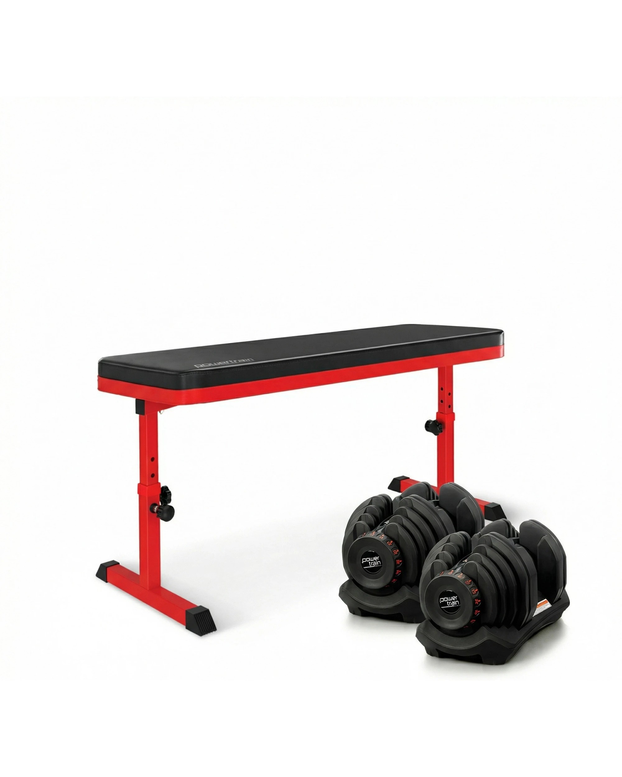 1 Powertrain 80KG Adjustable Dumbbell Set with Height Variable Bench - Black, 1 of 10