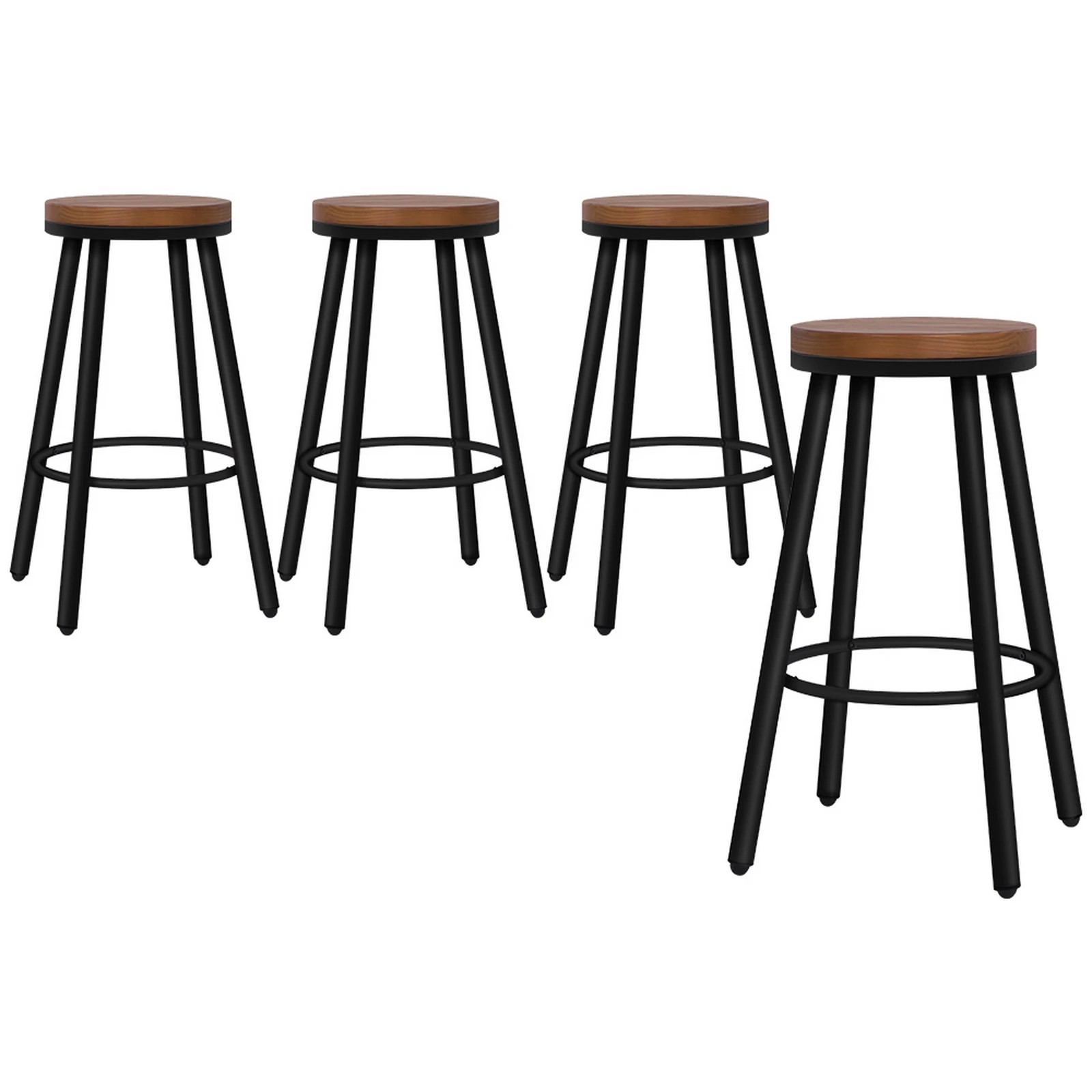 1 Alfordson 4x Bar Stools Retro Kitchen Vintage Chair Industrial Rocio - Black, 1 of 10