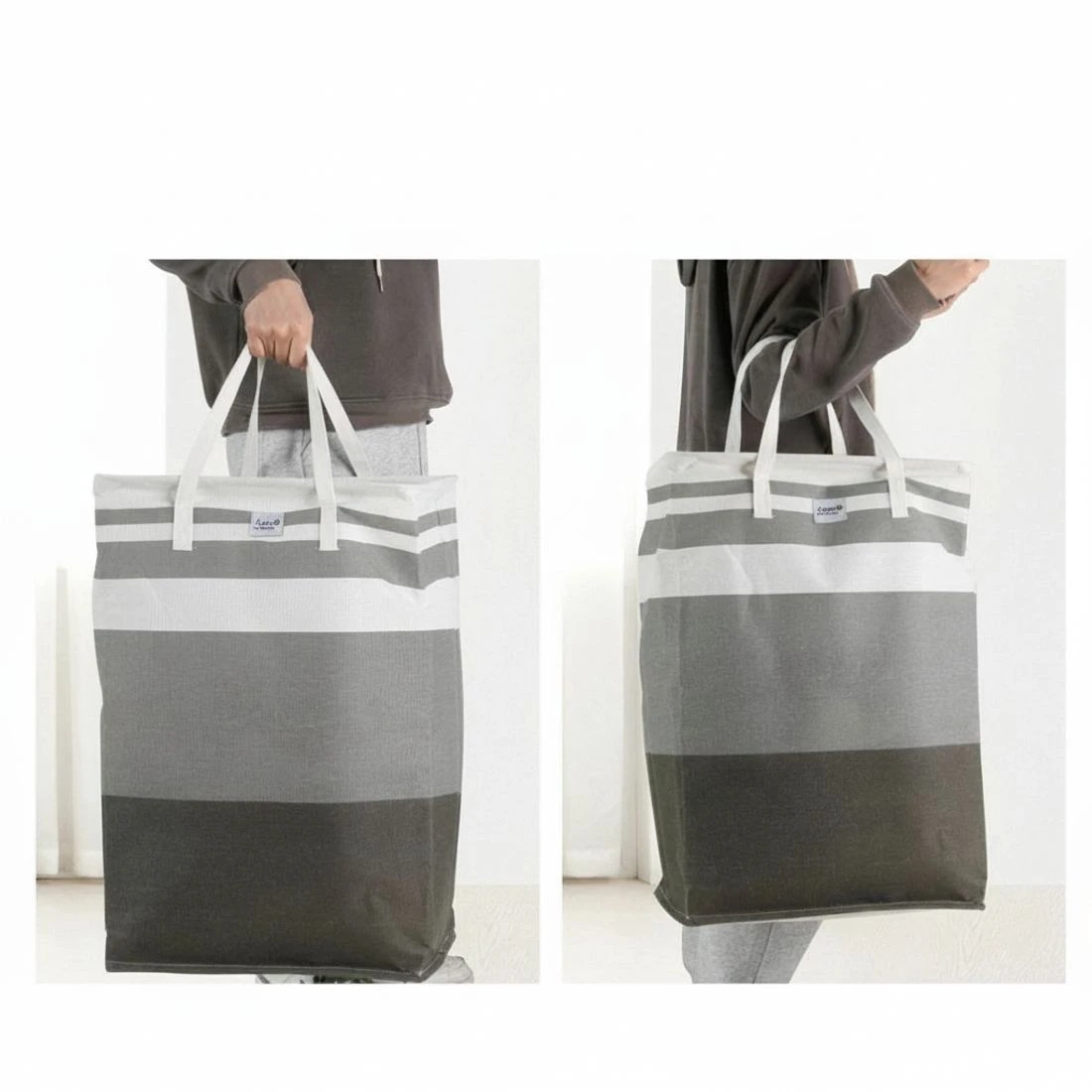 4 Artiss 2X Laundry Basket Hamper Foldable - Grey, 4 of 4