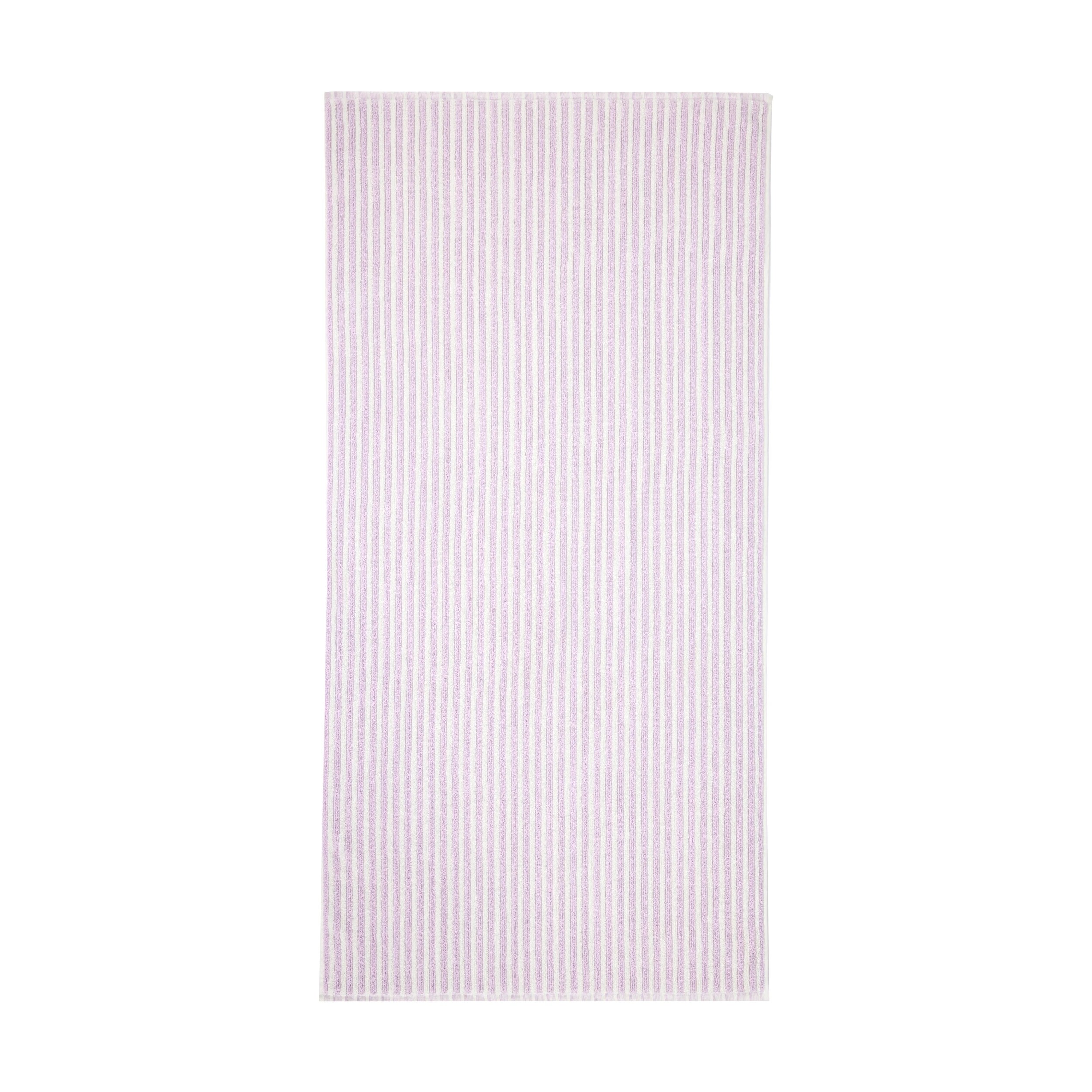 3 Cotton Reversible Stripe Bath Towel - Lilac, 3 of 6