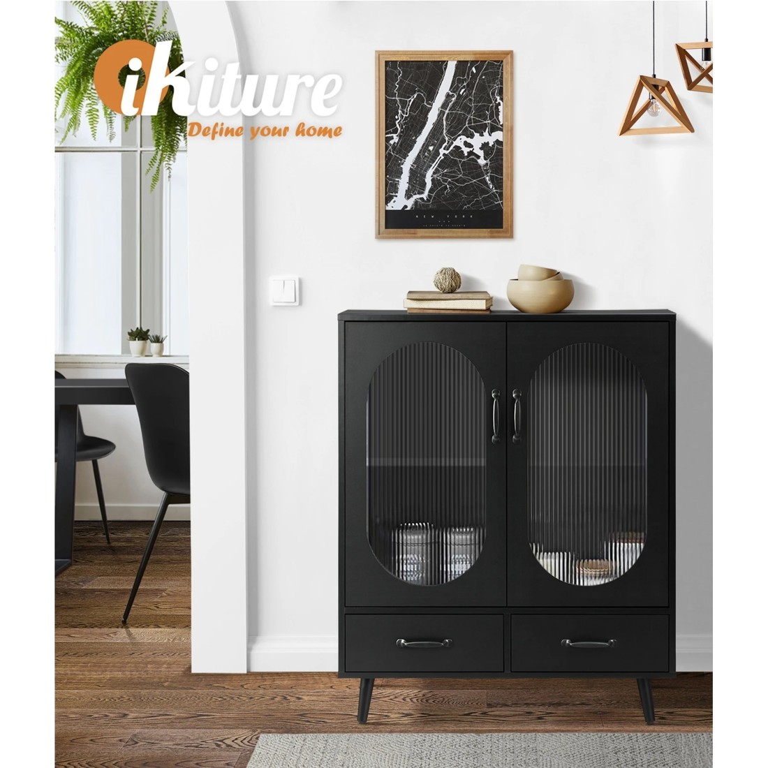 5 Oikiture Sideboard Buffet Fluted Door
 - Black, 5 of 10