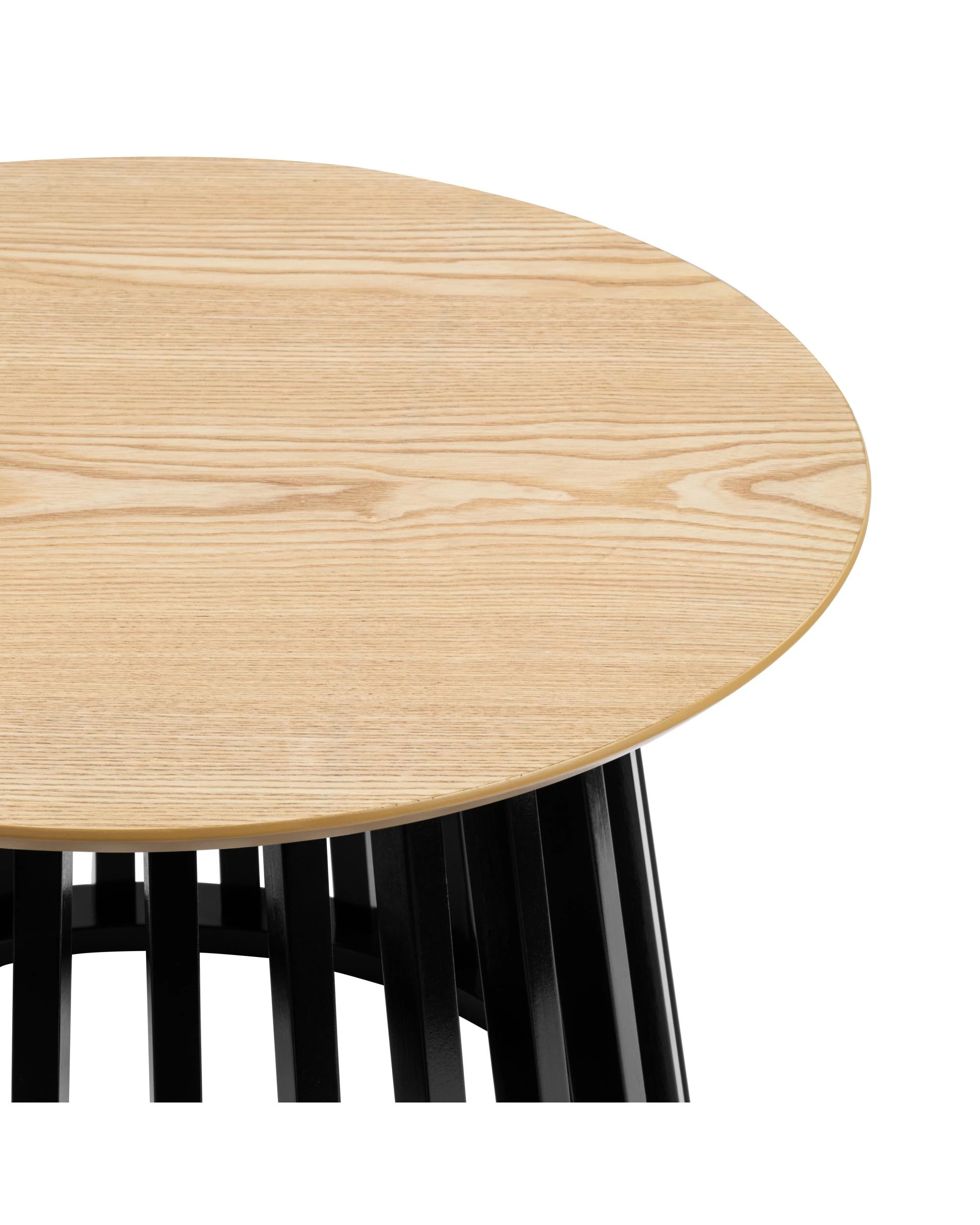 7 Kodu 60cm Round Coffee Table with Slat Base Oak Look Top - Natural, 7 of 9