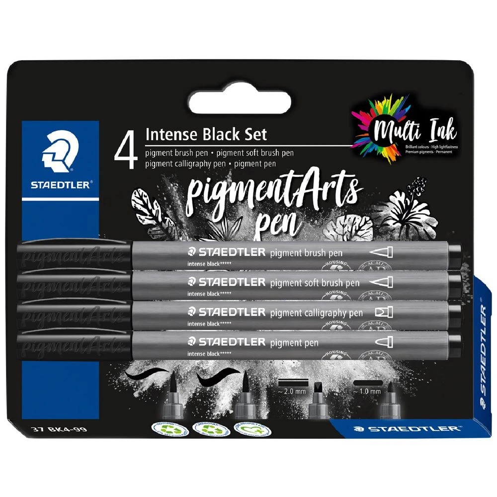 1 Staedtler Mars Intense Black Pigment Art Pens 4 Pack, 1 of 6