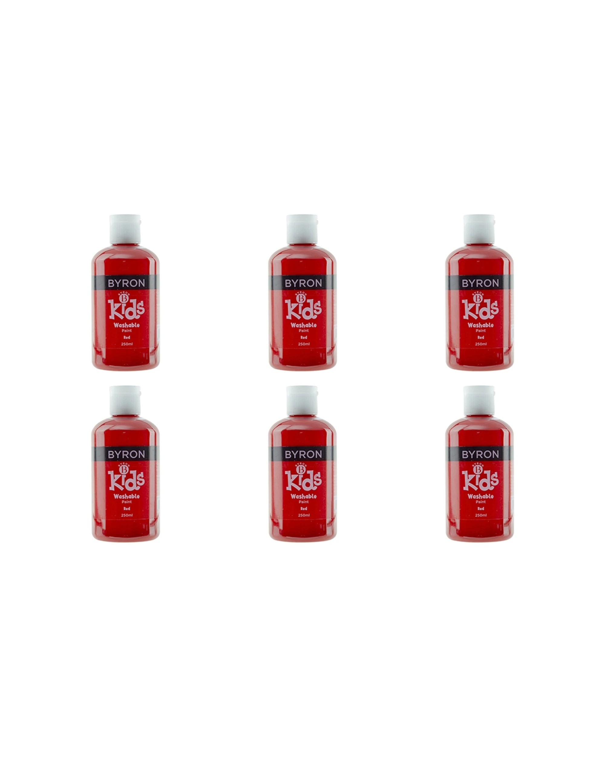 1 Jasart 6PK Byron Kids Washable Paint Tube 250ml 3y+ - Red, 1 of 2
